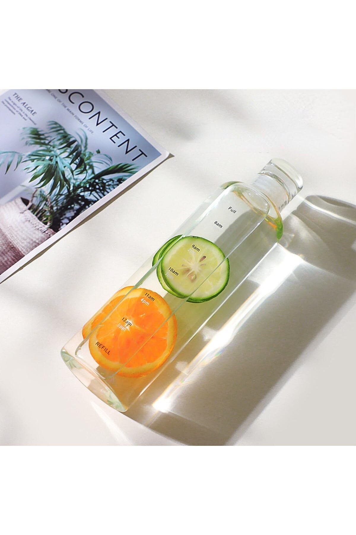 Home Zone-500ml Water Bottles with Time Marker Reusable Clear Glass Drinking Bottles 6