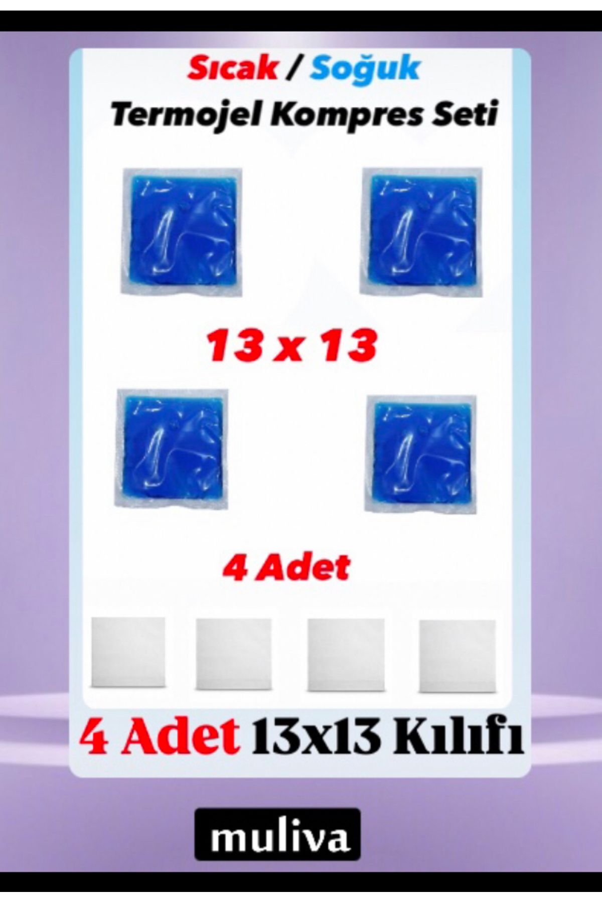 muliva # 4 Adet KILIFLI 13x13 Cm Termal Çanta İçi Sıcak Soğuk Uygulamaya Elverişli Termojel  (NO:23)