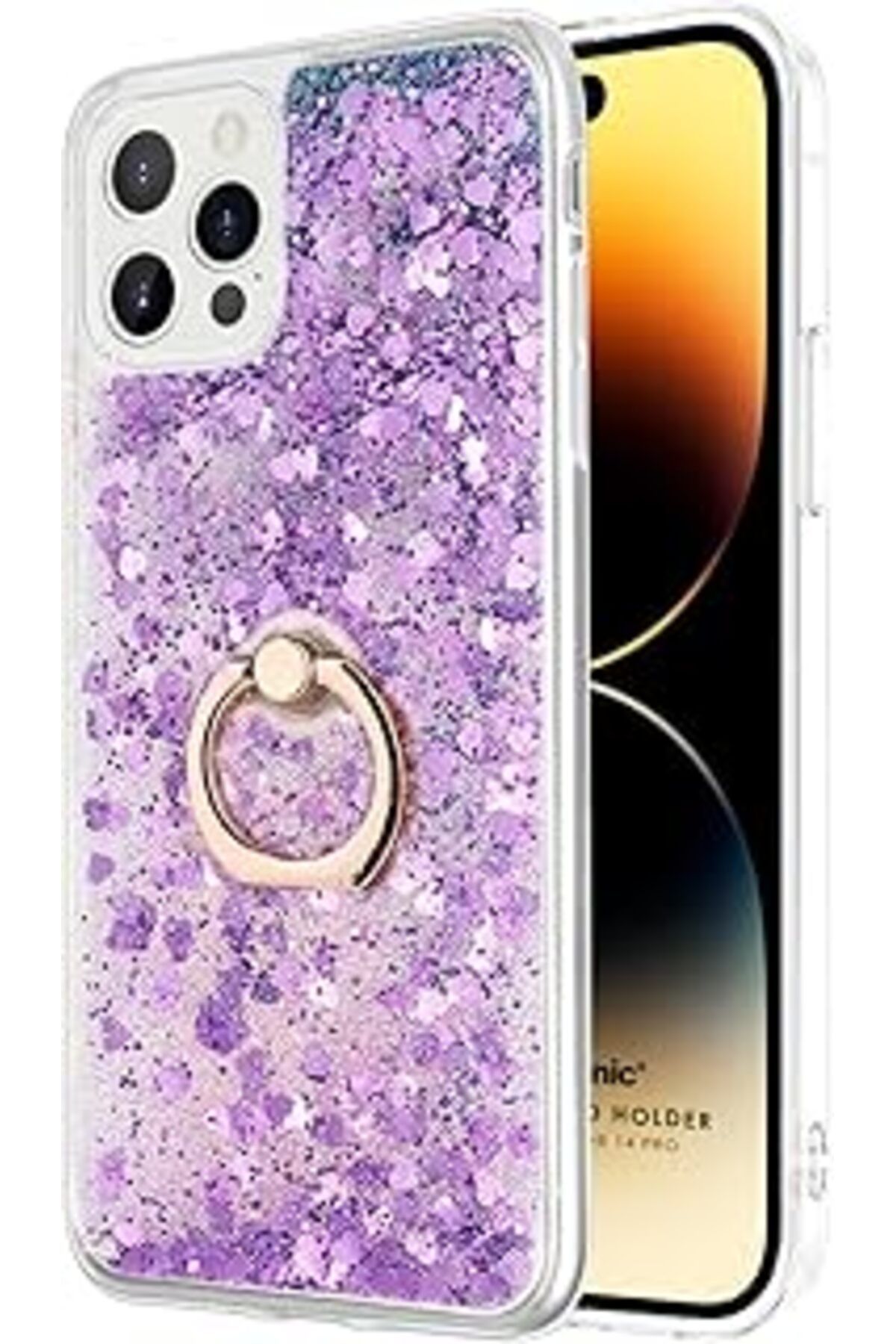 EDALKILIÇ Iphone 14 Pro Için Kılıf Glitter Liquid Mor [Iphone 14 Pro Ile Uyumlu Kılıf