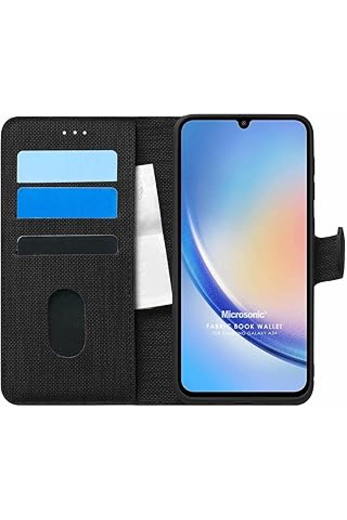 nerede bulurum Galaxy A34 Için Kılıf Fabric Book Wallet Siyah [Galaxy A34 Ile Uyumlu Kılıf - Si