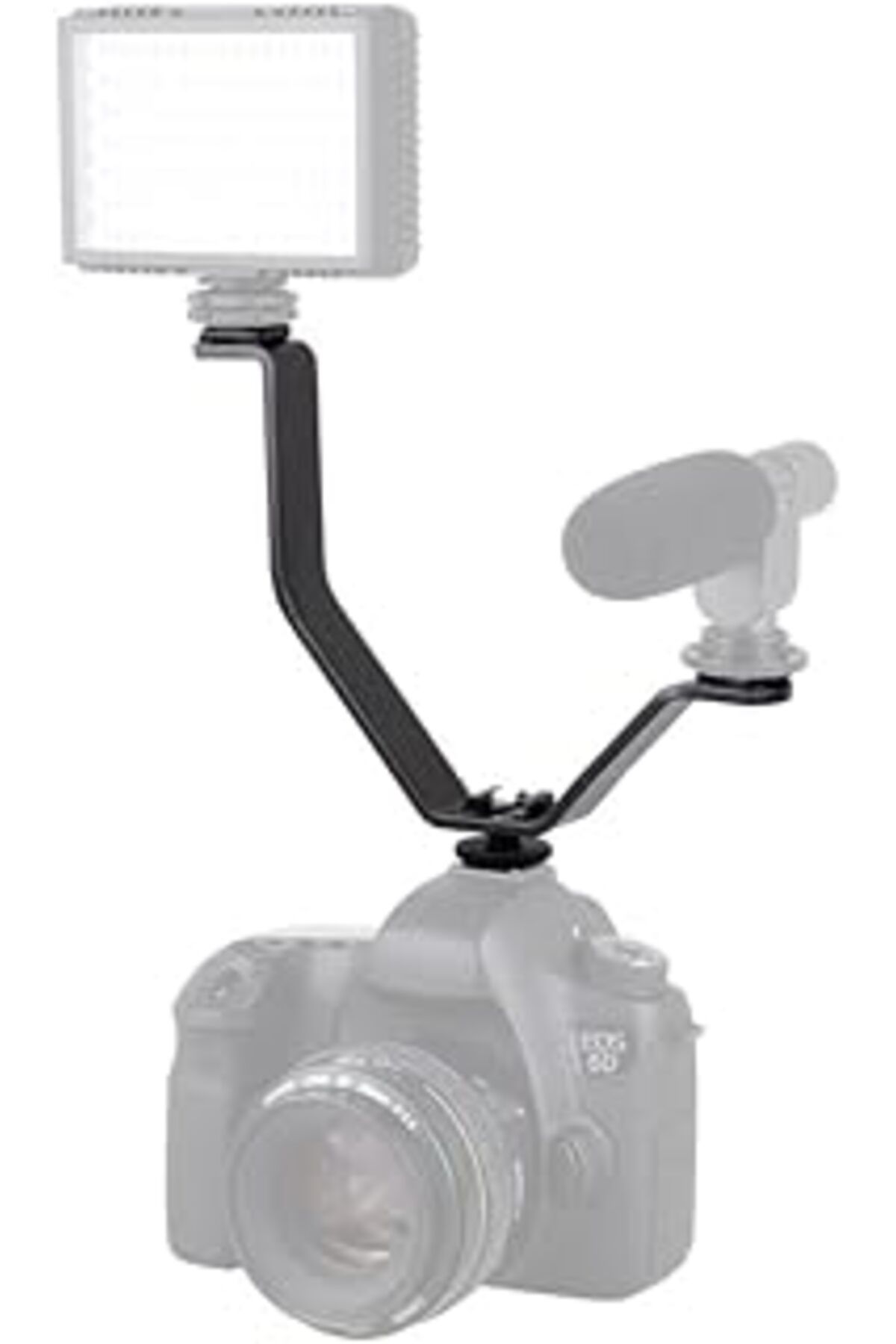 NZM TİCARET Ayex Dslr Makineler İÇin V Bracket Üç Grişli Flaş, Led, Mikrofon Tutucu