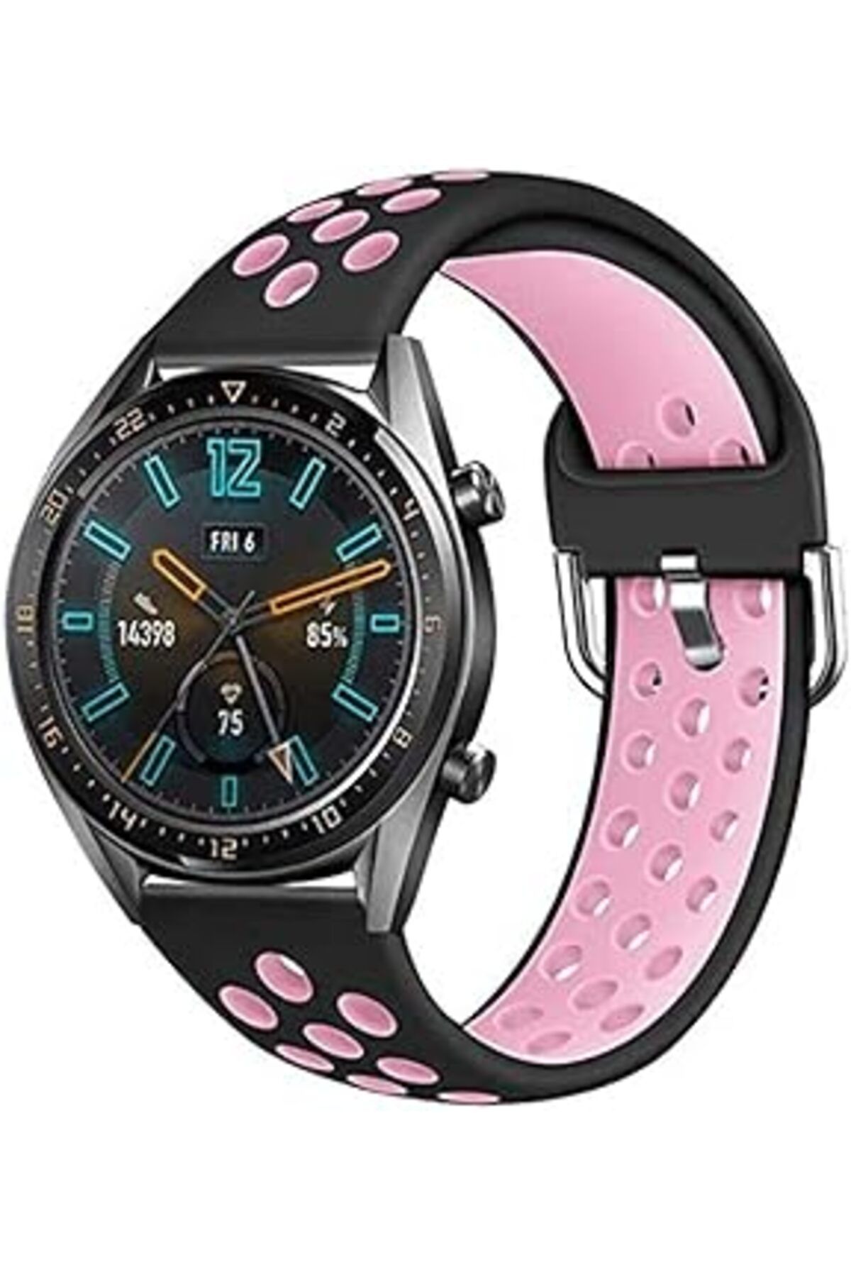 robotrend Kny 2125205178 Galaxy Gear S3 İÇin Delikli Renkli Spor Silikon Kordon-Kayış Siyah-Pembe