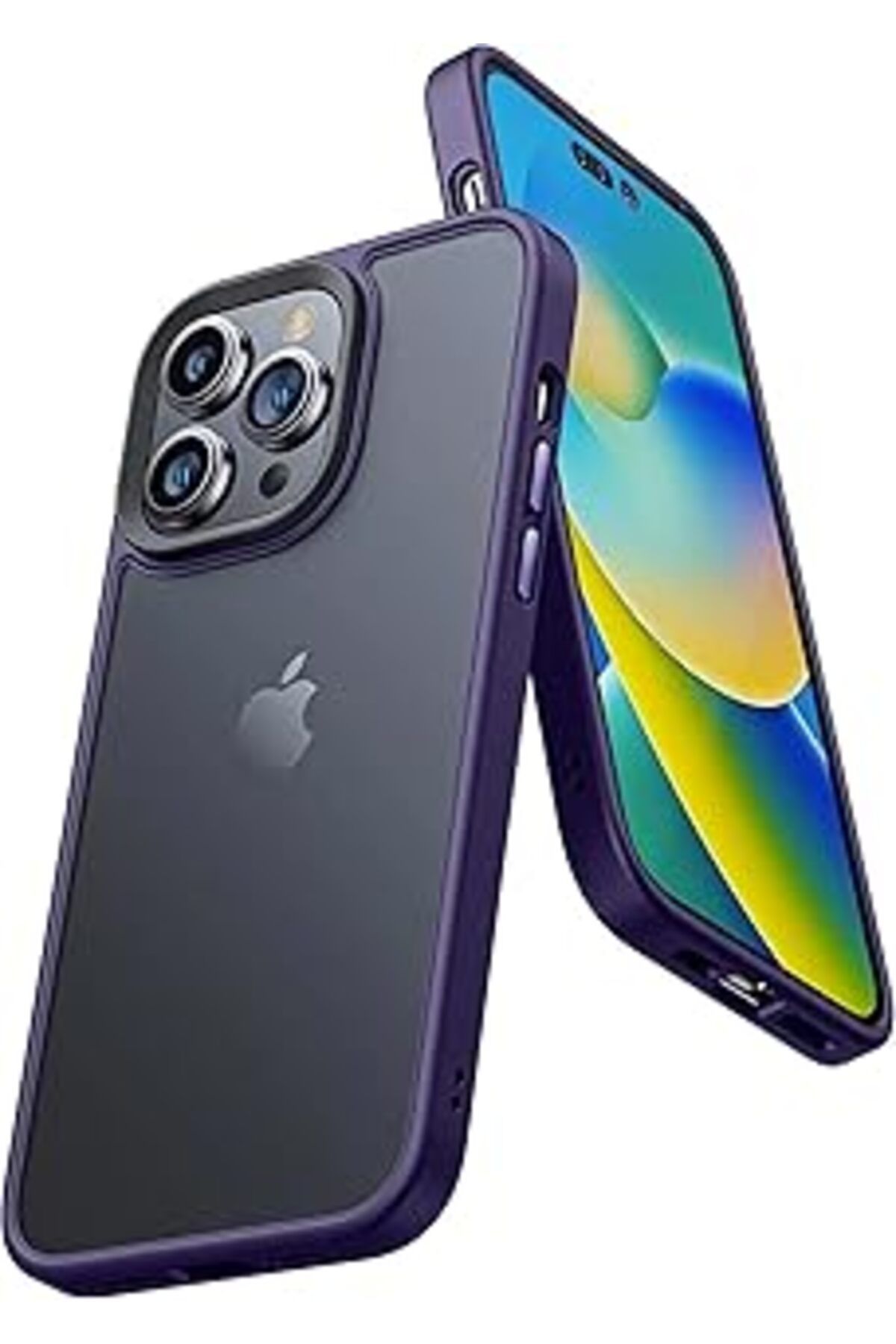 NZM TİCARET İPhone 14 Pro Hybrid Serisi Arkası Karartılmış Mat Polikarbonat Kenarları Darbe Önleyici Sil