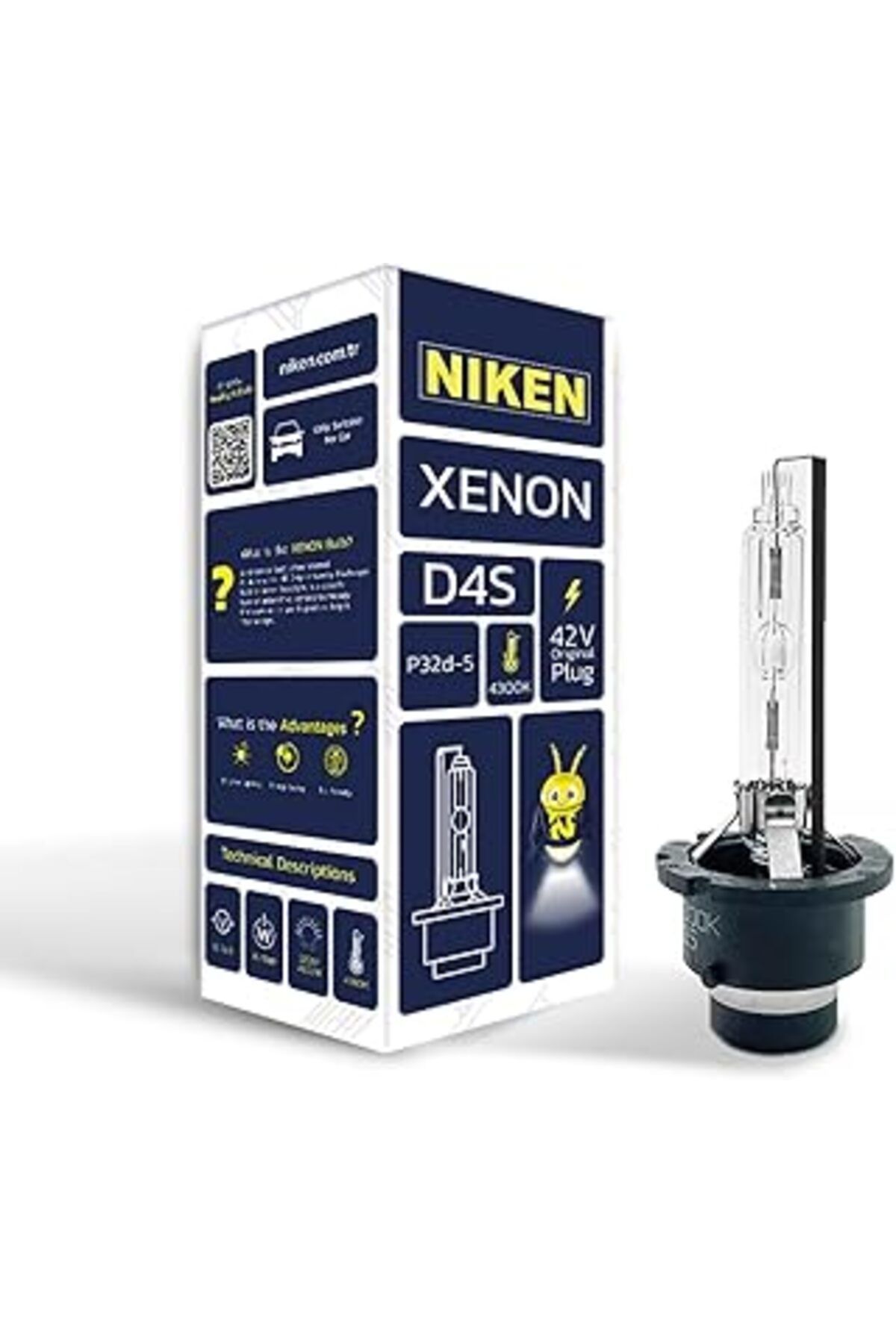 NZM TİCARET N D4S 4300K Gün Işığı Xenon Far Ampulü, 42V 35W P32D-5