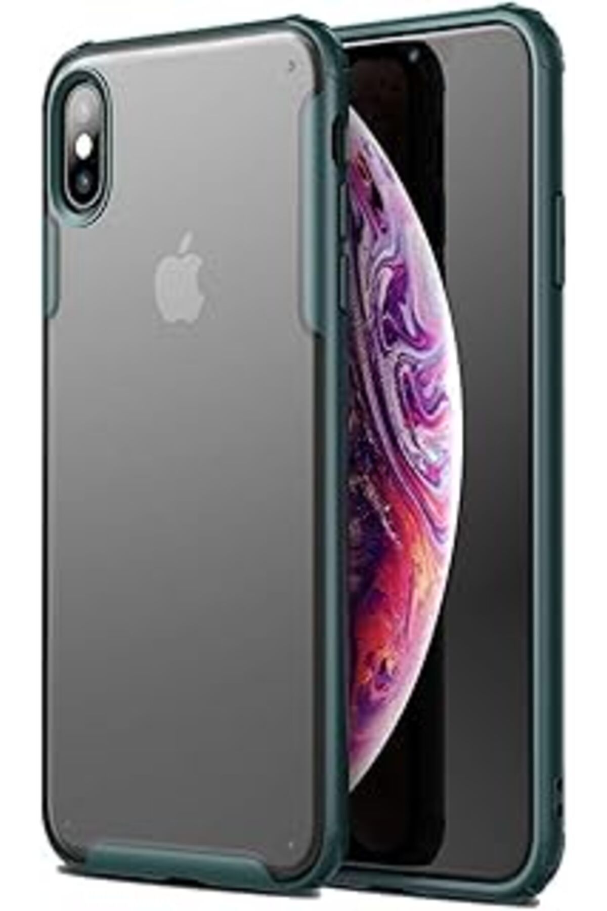 feifei Iphone Xs Için Kılıf Frosted Frame Yeşil [Iphone Xs Ile Uyumlu Kılıf - Yeşil]