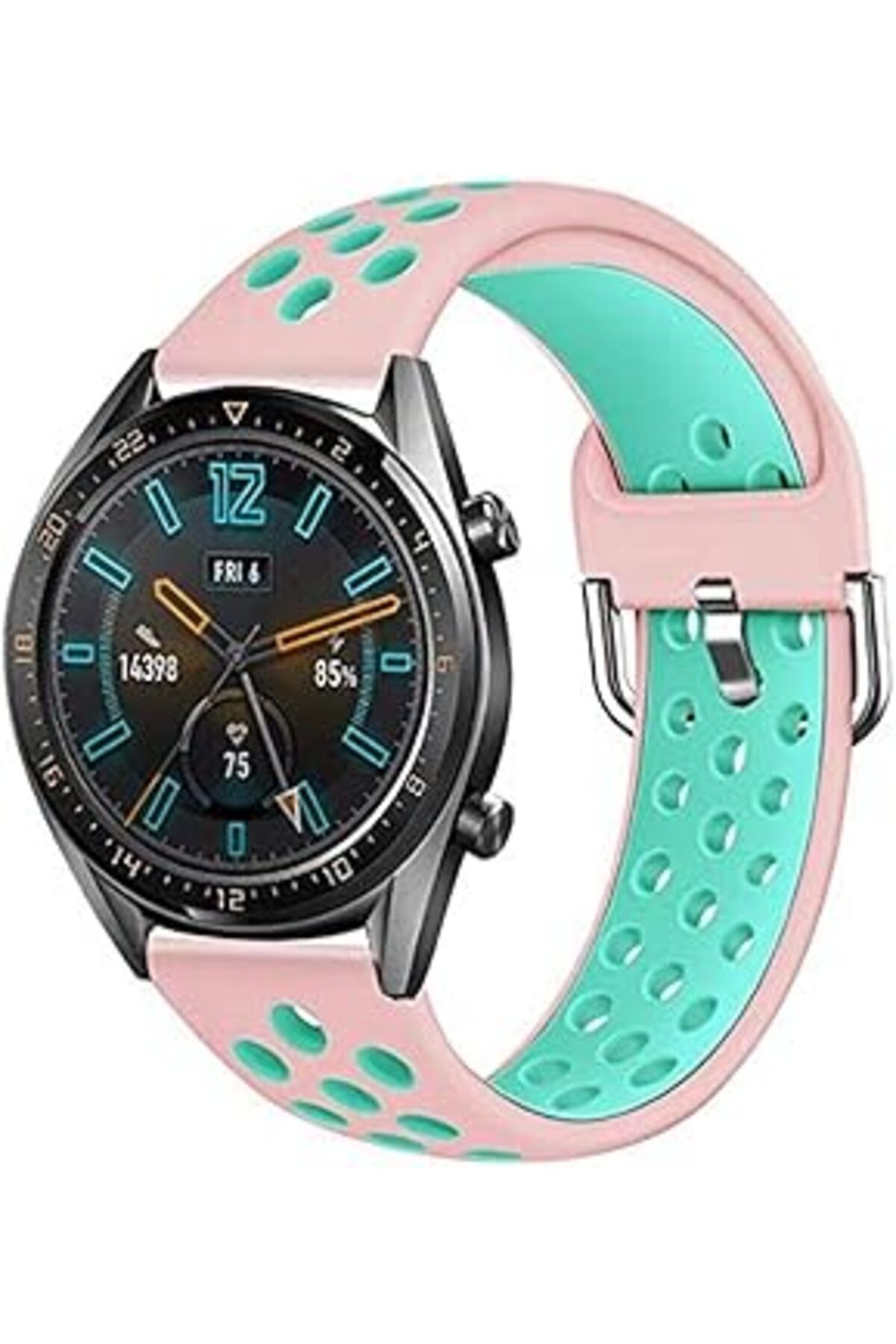 NZM TİCARET Kny 2125205180 Galaxy Gear S3 İÇin Delikli Renkli Spor Silikon Kordon-Kayış Pembe-Turkuaz