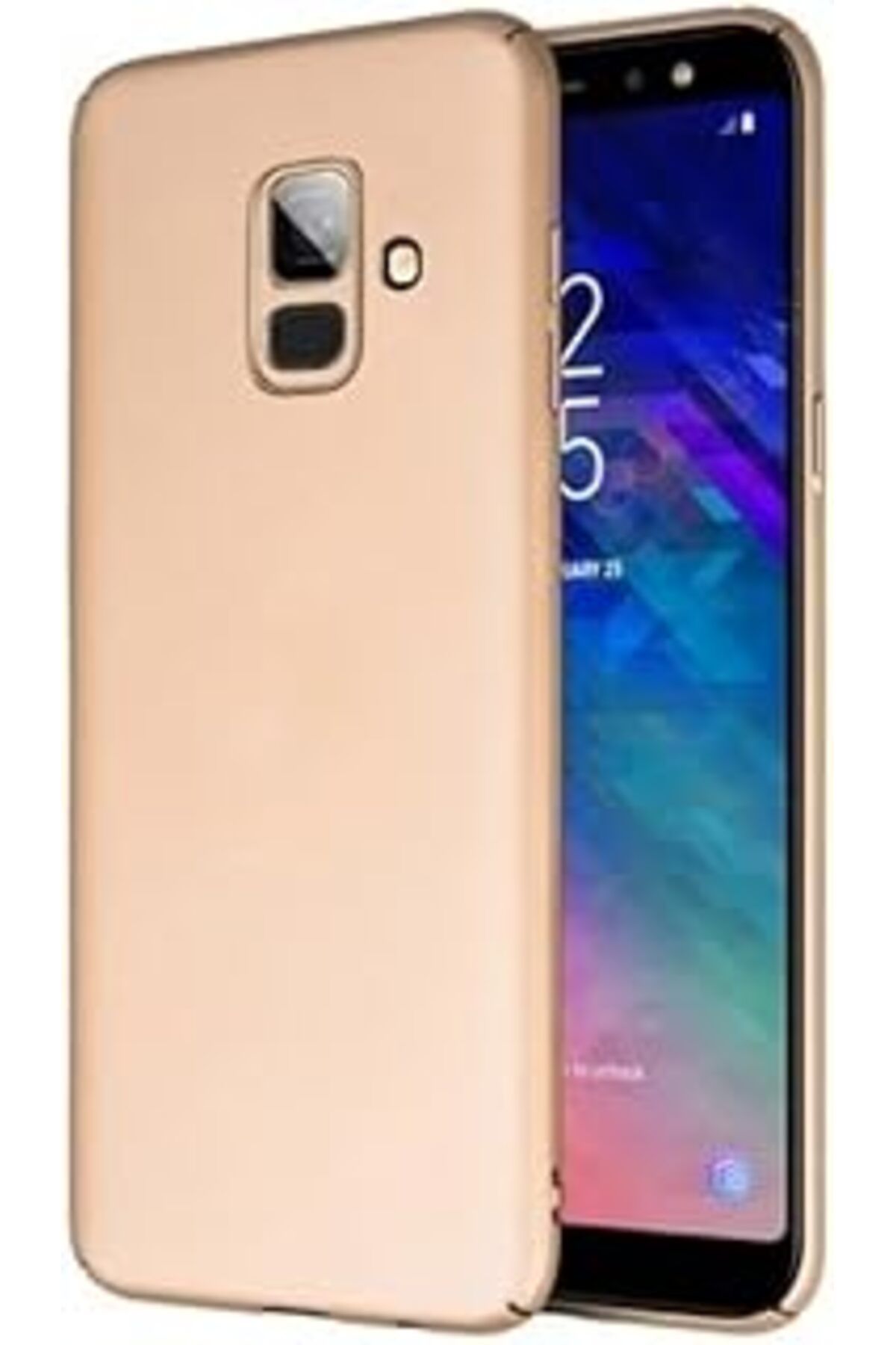 NZM TİCARET Galaxy J6 2018 Uyumlu Sert Rubber Silikon Kılıf (Altın Rengi)