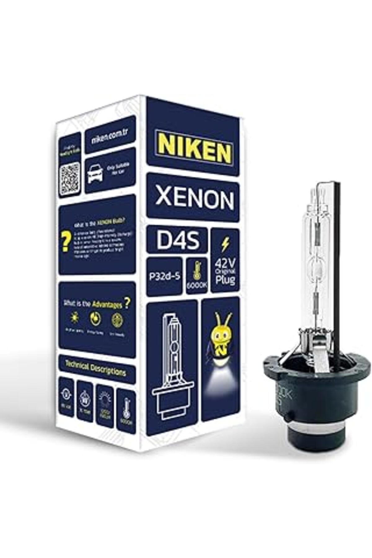 NZM TİCARET N D4S 6000K Beyaz Xenon Far Ampulü, 42V, 35W, P32D-5, 6000K