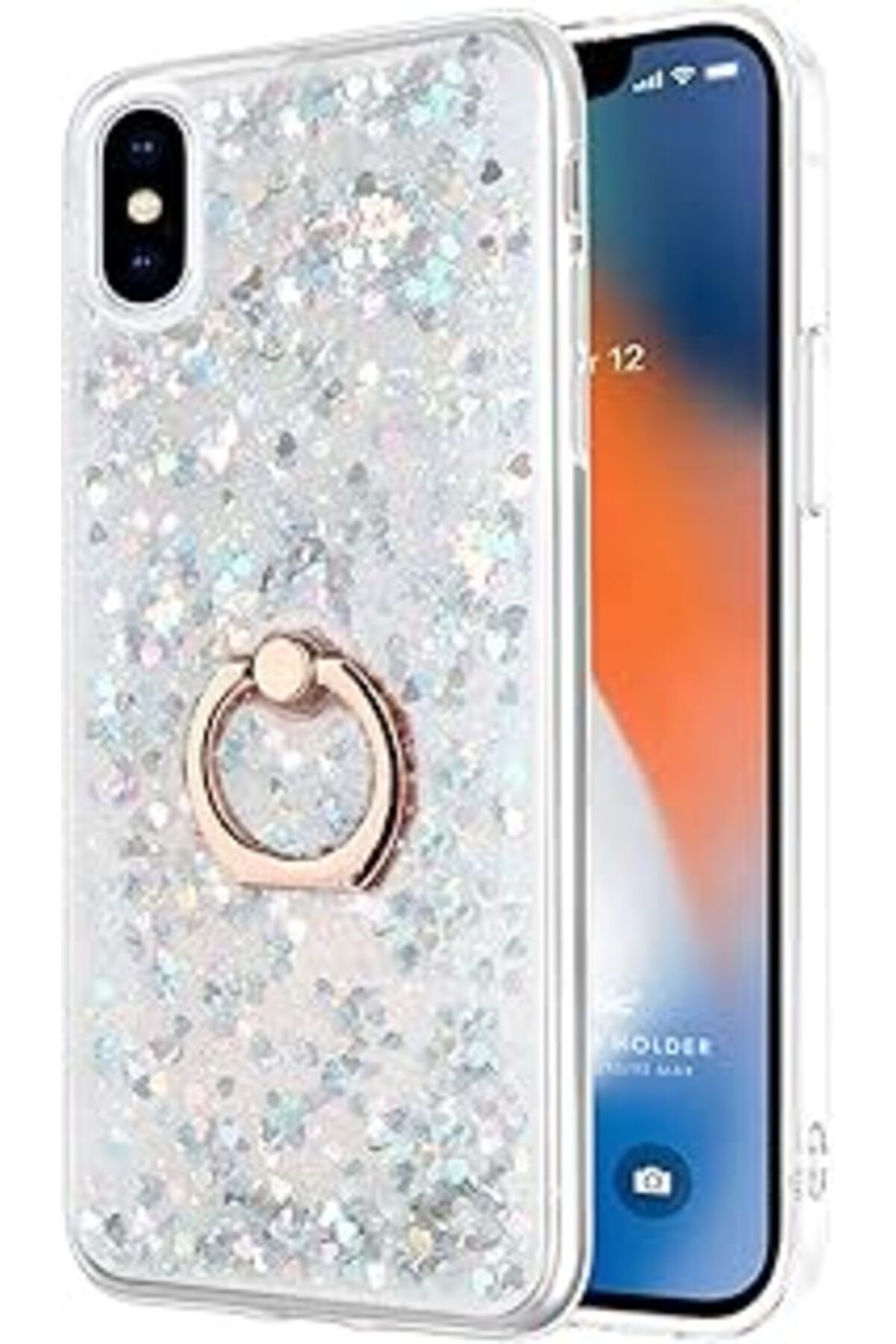 EDALKILIÇ Iphone Xs Için Kılıf Glitter Liquid Gümüş [Iphone Xs Ile Uyumlu Kılıf - Güm