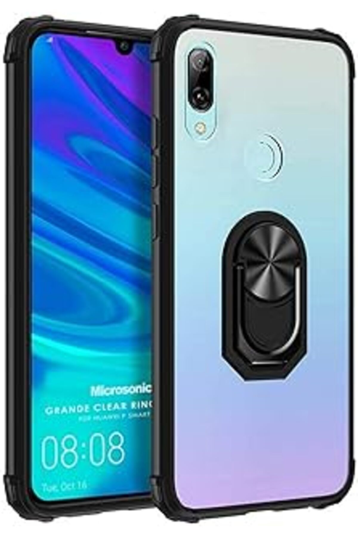 NZM TİCARET Huawei Honor 10 Lite Için Kılıf Grande Clear Ring Siyah [Honor 10 Lite Ile Uyumlu