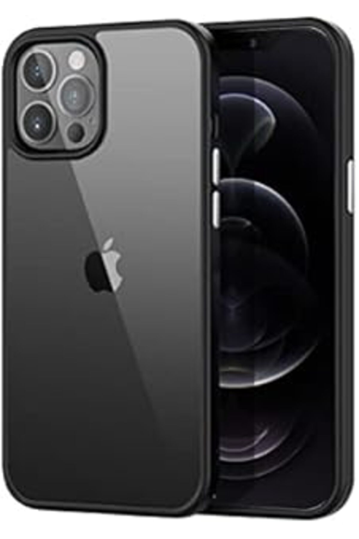 NZM TİCARET İPhone 12 Pro Max Ile Uyumlu Ultra Hafif Şeffaf Pleksi Arka Tasarım Hibrid Kılıf (Siya