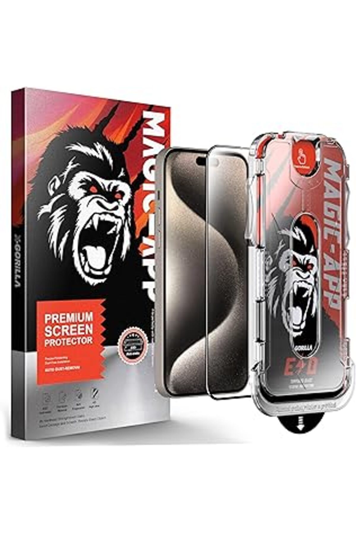 NZM TİCARET X-Gorilla Iphone 14 Pro Max Uyumlu Tam Kaplayan Tozsuz Uygulama 9H Ekran Koruyucu Kırılmaz T