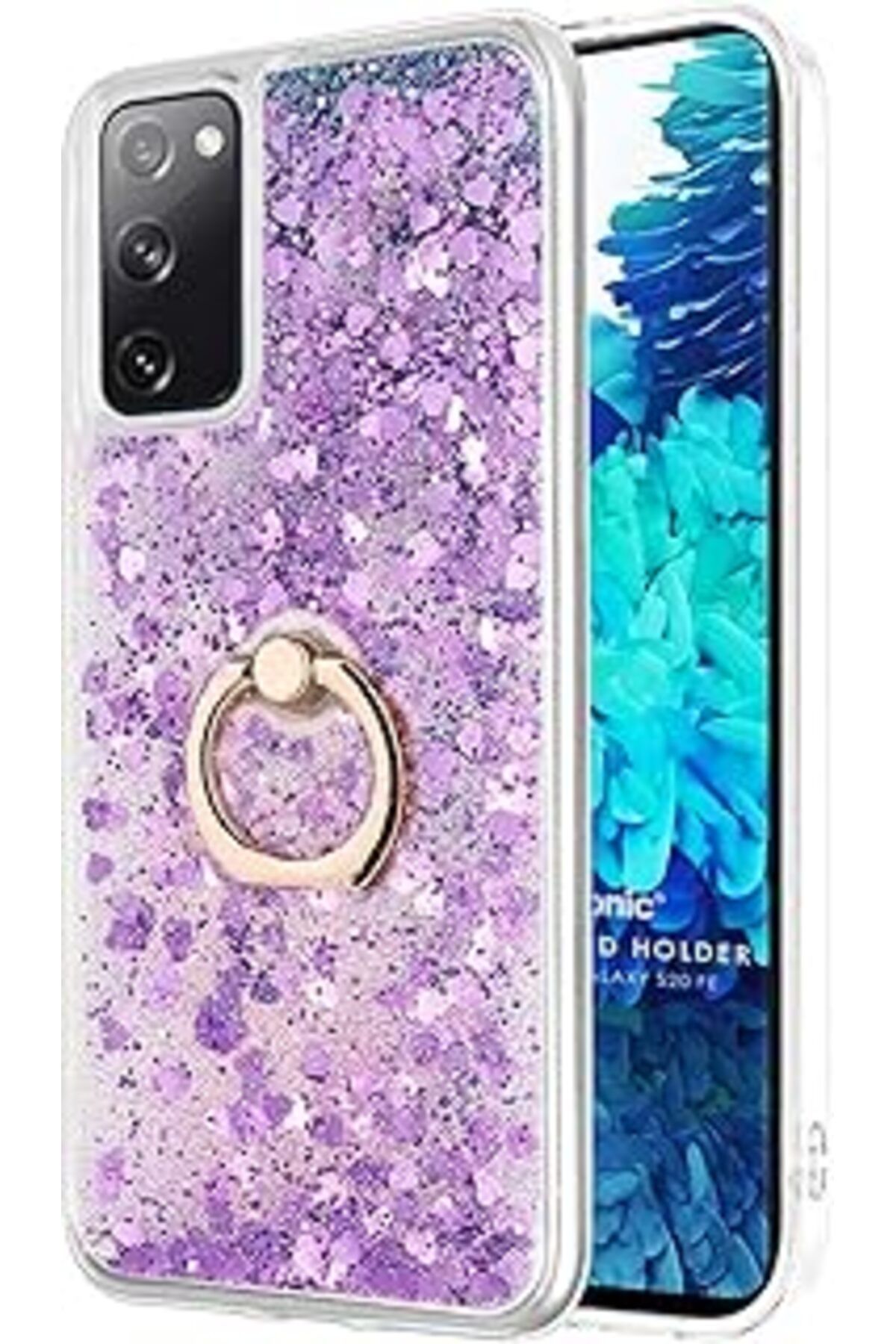 NZM TİCARET Galaxy S20 Fe Için Kılıf Glitter Liquid Mor [Galaxy S20 Fe Ile Uyumlu Kıl