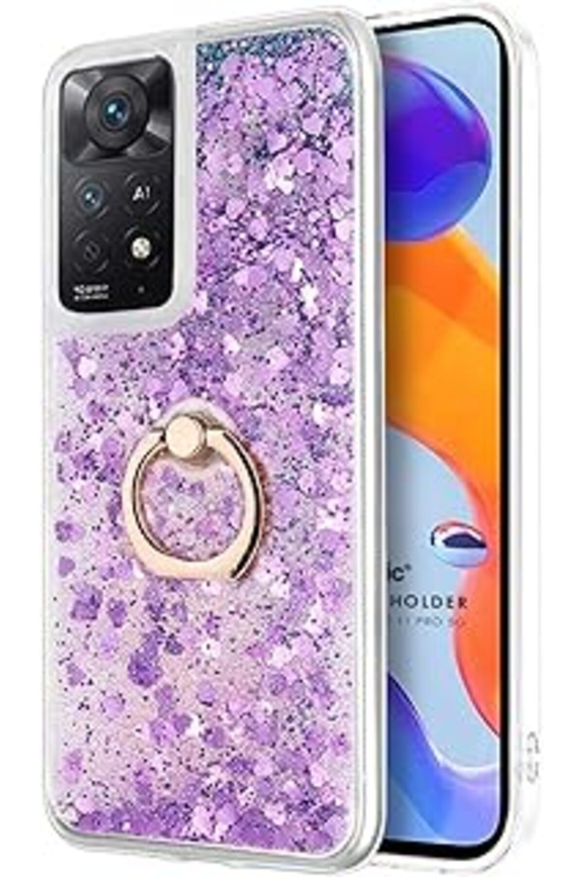 feifei Mi Redmi Note 11 Pro 5G Için Kılıf Glitter Liquid Mor [Redmi Note 11 Pro 5G I