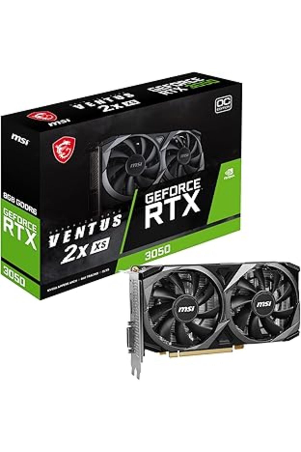 NZM TİCARET Msi Vga Geforce Rtx 3050 Ventus 2X Xs 8G Oc Rtx3050 8Gb Gddr6 128B Dx12 Pcie 4.0 X8 (1Xdp 1Xhdmi 1X