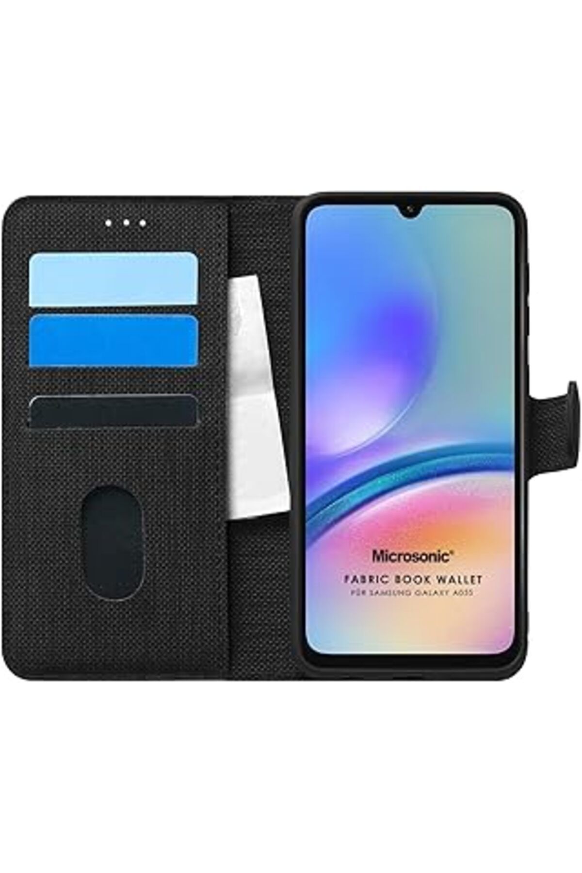 EDALKILIÇ Galaxy A05S Için Kılıf Fabric Book Wallet Siyah [Galaxy A05S Ile Uyumlu Kılıf -