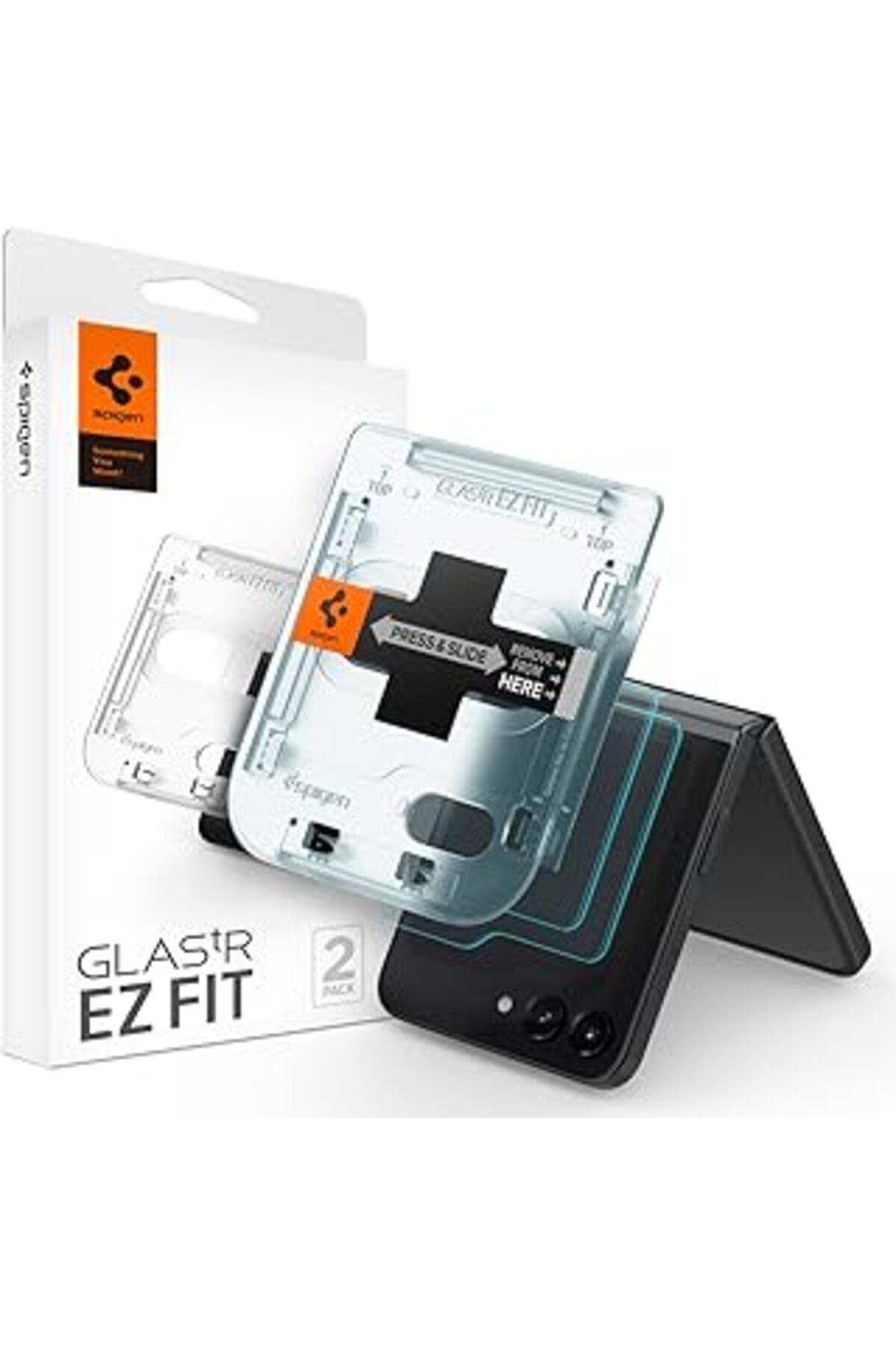 NZM TİCARET Spigen Galaxy Z Flip 5 Cam Ekran Koruyucu Kolay Kurulum Glas.Tr Ez Fit (2 Adet) - Agl06525