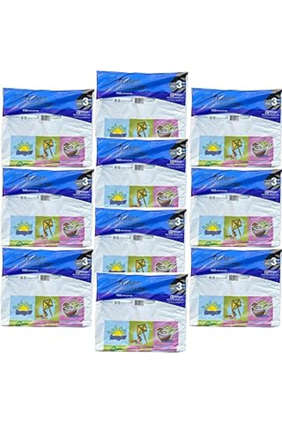 ShopZum Arma Baskılı Mini Blok Poşet Torba - No : 3-30X50 Cm. - Beyaz - 100 Adetlik 10 Paket