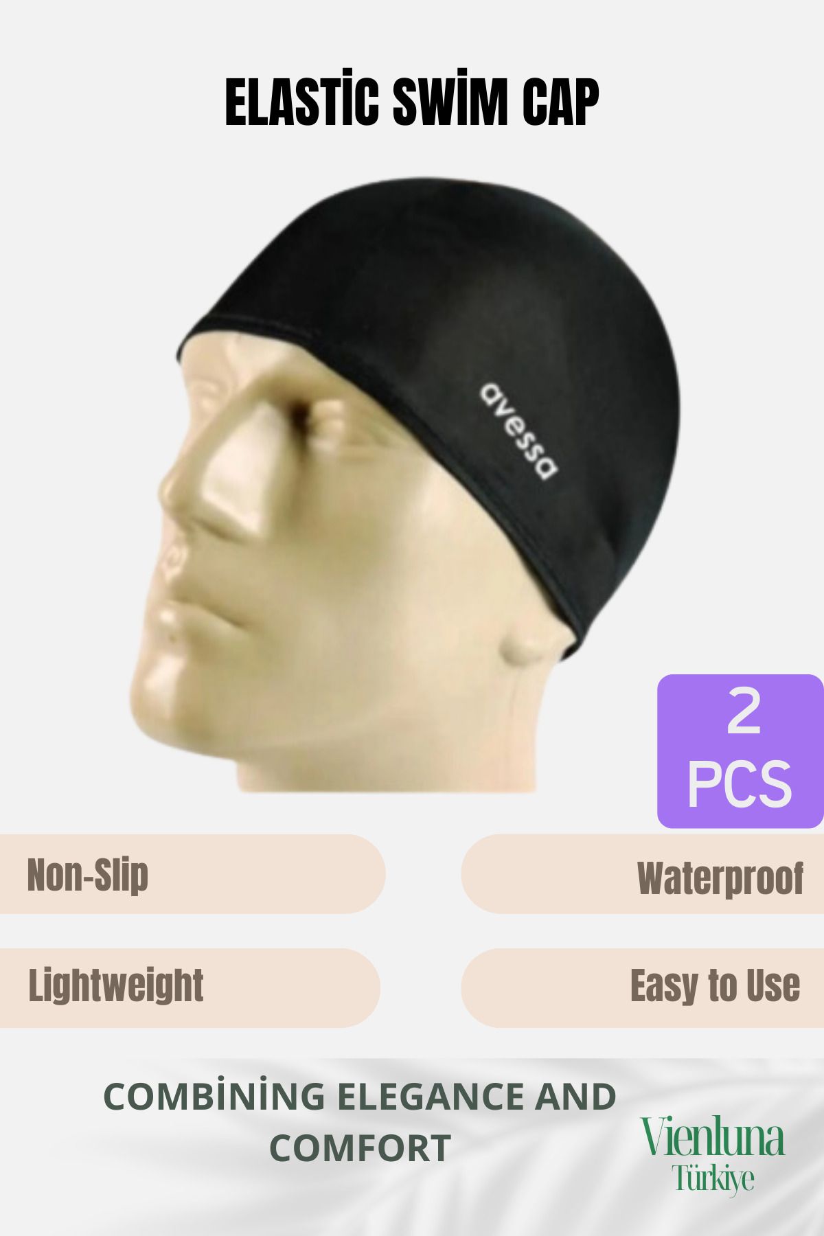 vienluna High-Quality Non-Slip Lightweight Waterproof Easy to Use Elastic Swim Cap