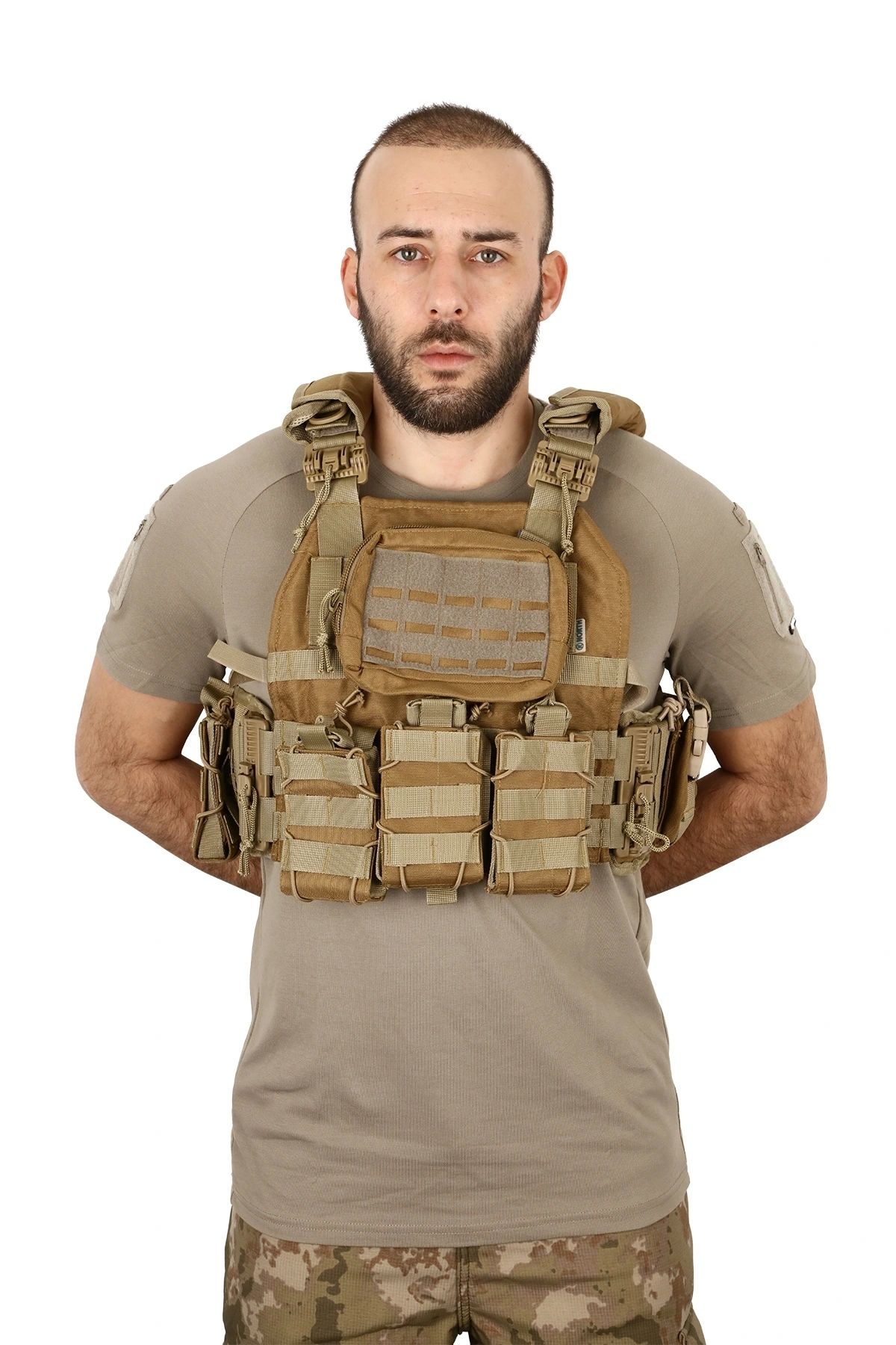 Astüm Askeri Malzeme Tan Renk Hücum Yeleği Cordura Kumaş 4 Kilit (Hızlı Serbest Bırakma Sistemli)