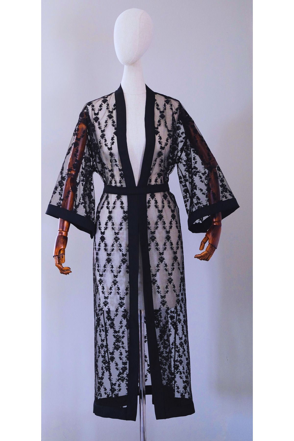 Atelier Nui Black Swan Kimono & Siyah Dantel Kimono & Elbise & Beachwear
