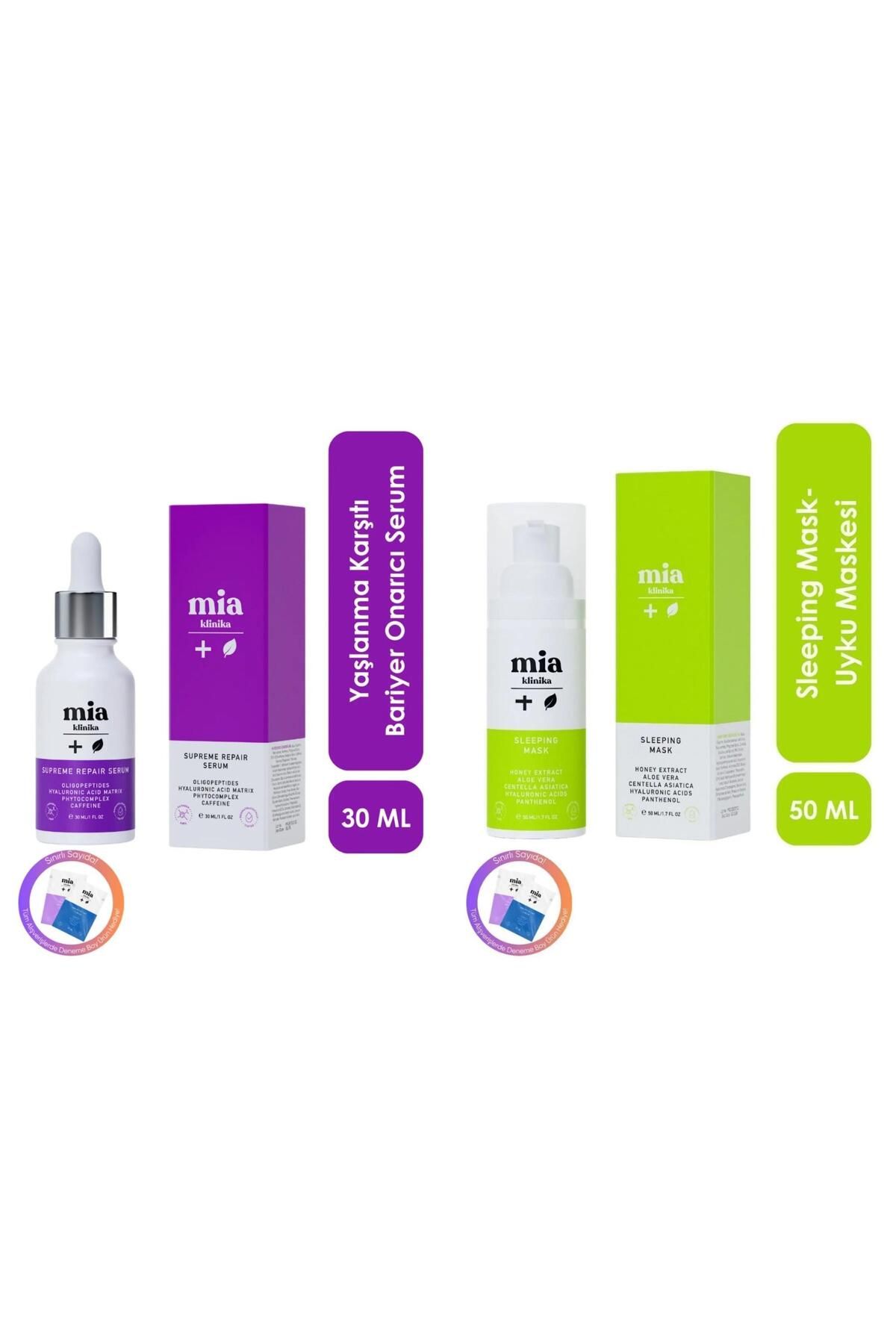 mia klinika pantenol bal, cica,nemlendirici yüz maskesi,kırışıklık ve yaşlanma karşıtı serum set 2li