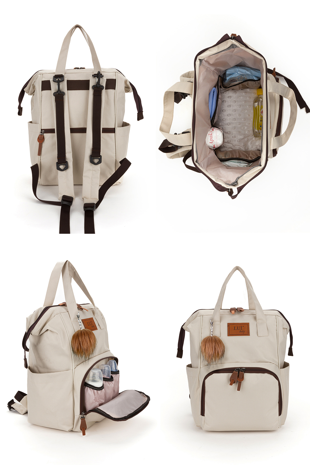 L&M LEGAS MODA Anne Bebek Bakım Sırt Çantası Termal Biberonlu Ve Mommy Bag Anne Bebek Bakım Çantası 2'li Set fotoğrafı 3 (önizleme)