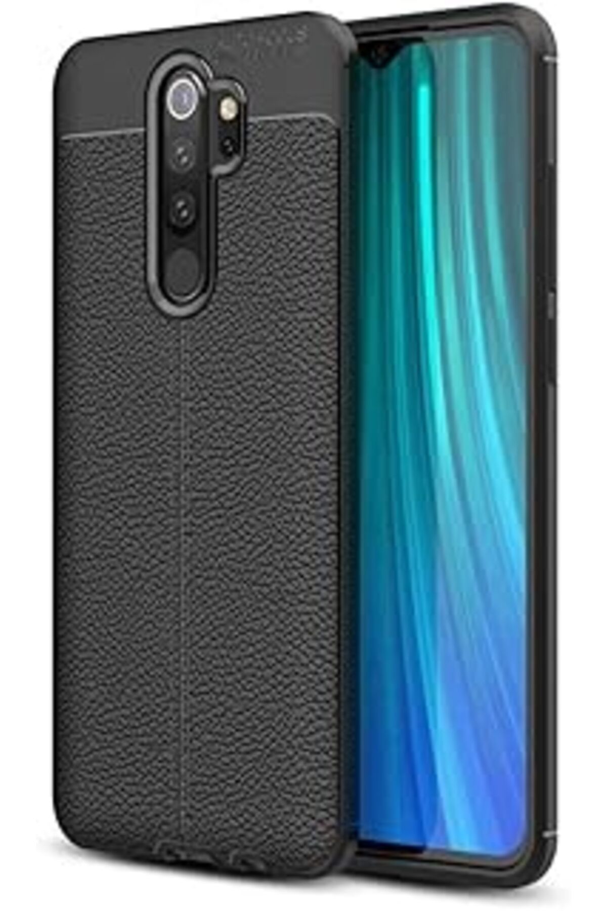 ShopZum Redmi Note 8 Pro Ile Uyumlu Kılıf Niss Deri Görünümlü Silikon Siyah