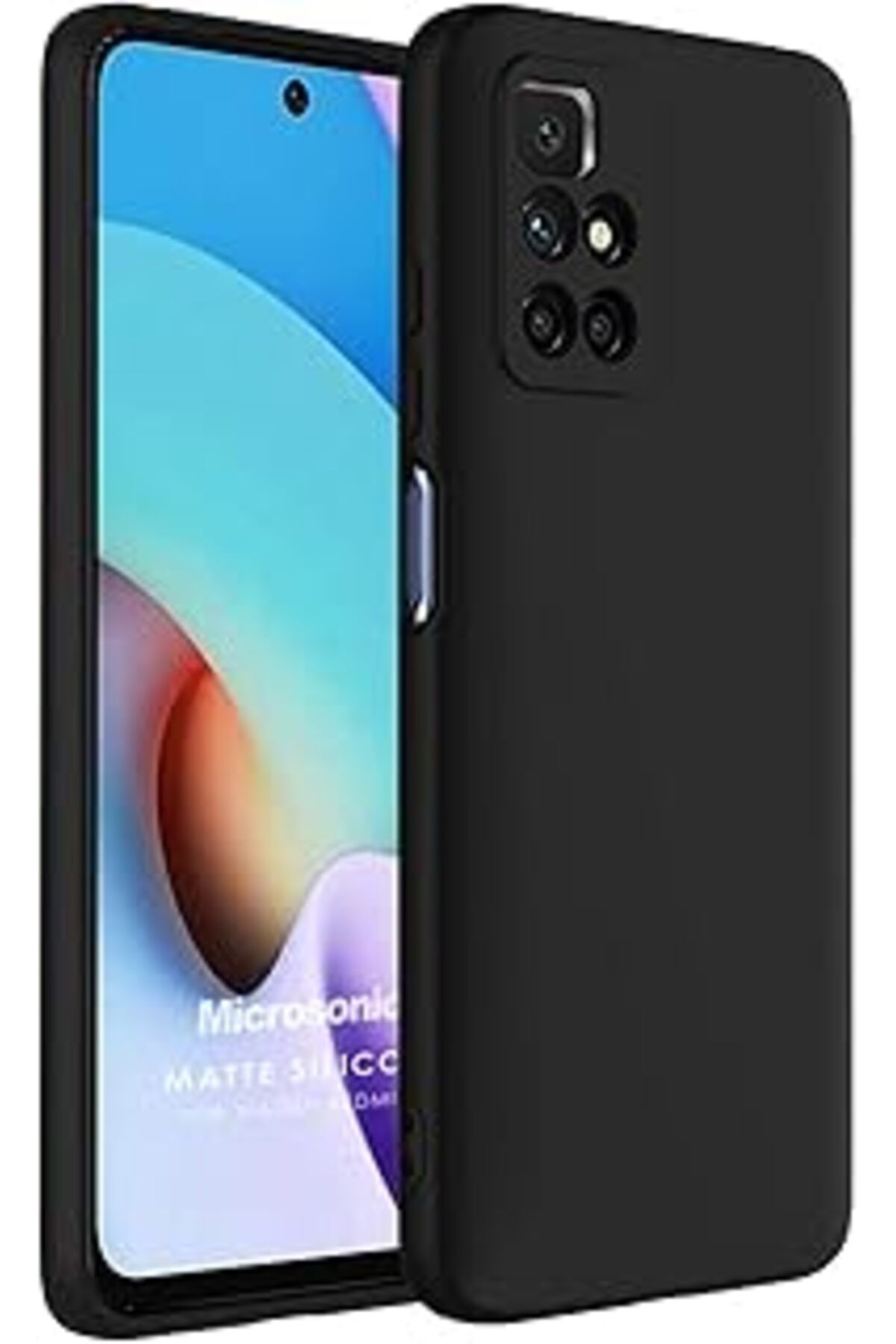 NZM TİCARET Matte Silicone Redmi 10 Için Kılıf Siyah [Redmi 10 Ile Uyumlu Kılıf - Siyah]