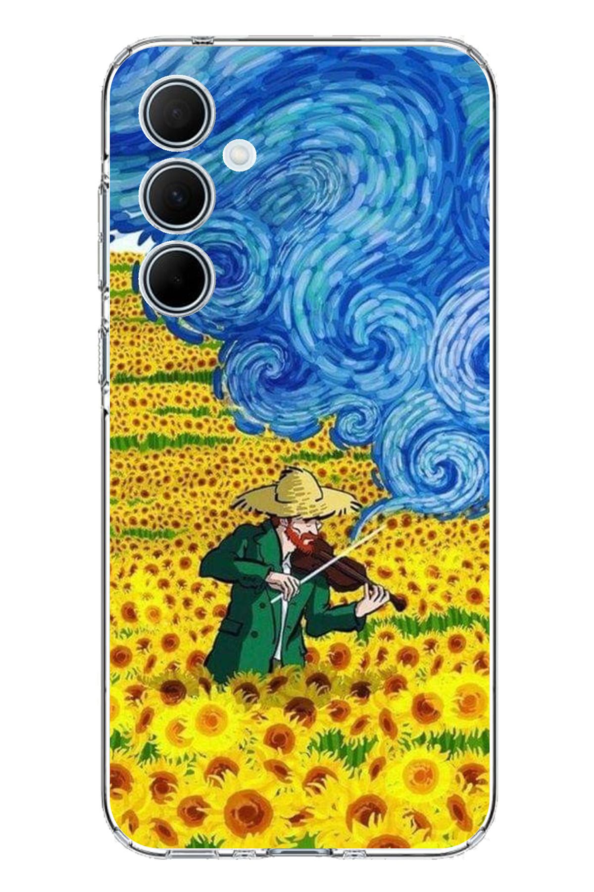 TechTree SAMSUNG Galaxy A35 Uyumlu Van Gogh Keman Şeffaf Silikon Kılıf