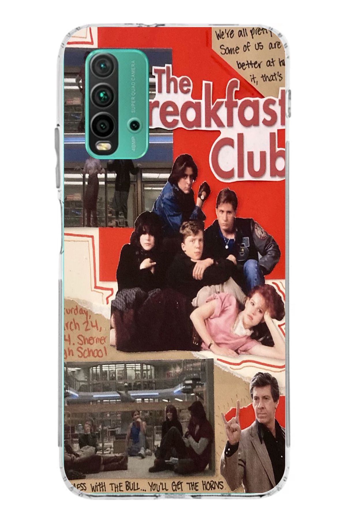 TechTree Redmi 9T Uyumlu Kahvaltı Kulübü - The Breakfast Club Tasarımlı Şeffaf Silikon Kılıf