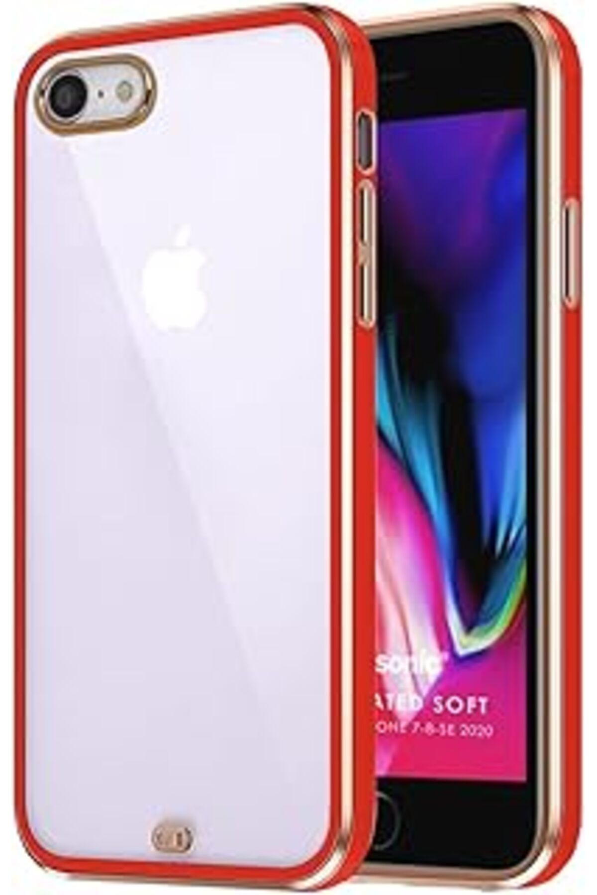 EDALKILIÇ Iphone 8 Için Kılıf Laser Plated Soft Kırmızı [Iphone 8 Ile Uyumlu Kılıf - Kırmızı]