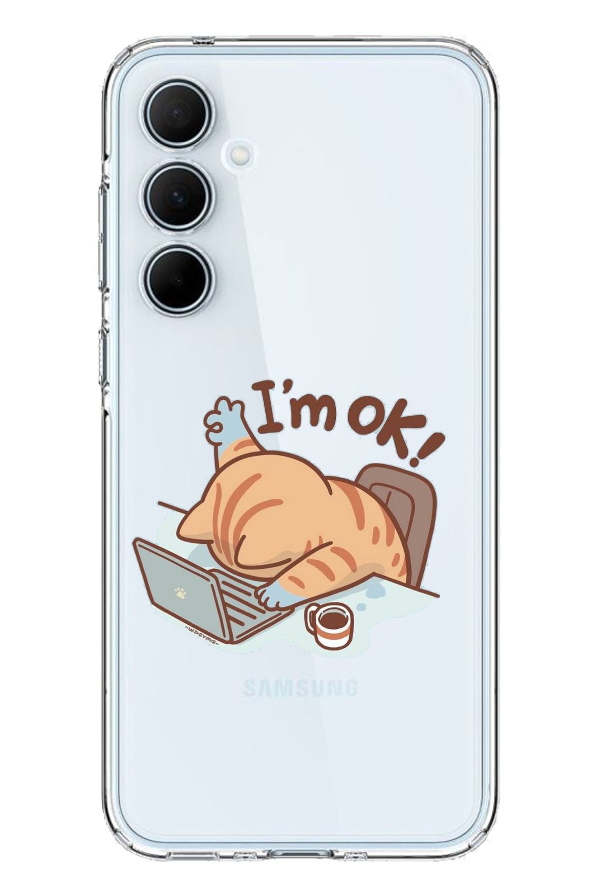 TechTree SAMSUNG Galaxy A35 Uyumlu I'm OK i am OK Kedi Tasarımlı Şeffaf Silikon Kılıf