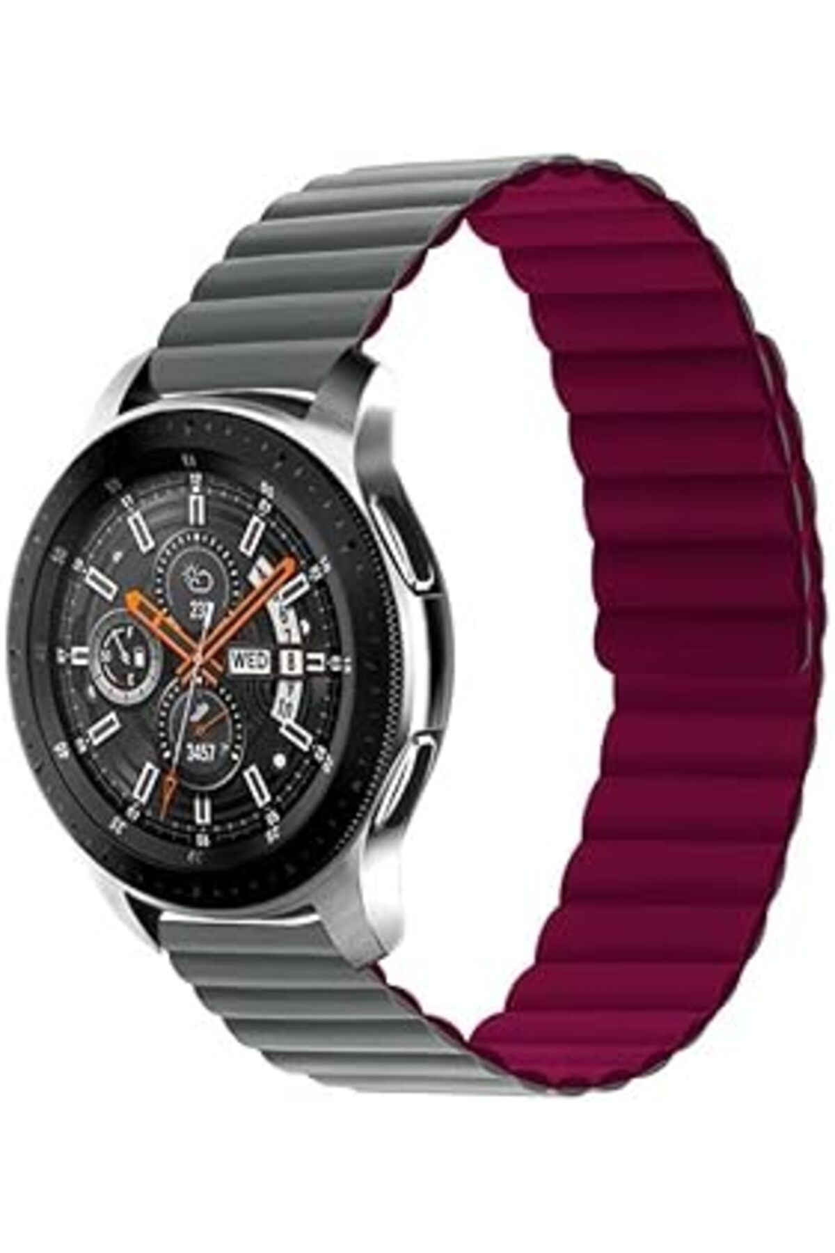 ShopZum Galaxy İLe Uyumlu Watch Active 2 40Mm Krd-52 Kordon Gri-Kırmızı