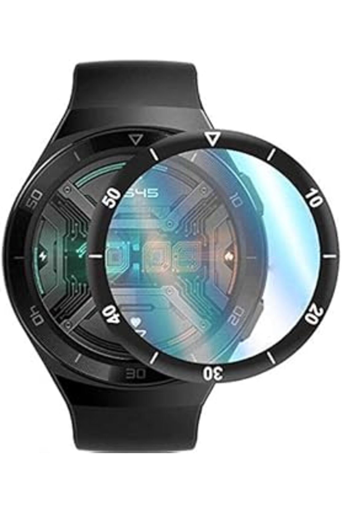 robotrend Ehr. Huawei Watch Gt 2E 46Mm Uyumlu Akıllı Saat Için Tam Kaplayan Pmma Ekran Koruyucu Cam (Siyah, H