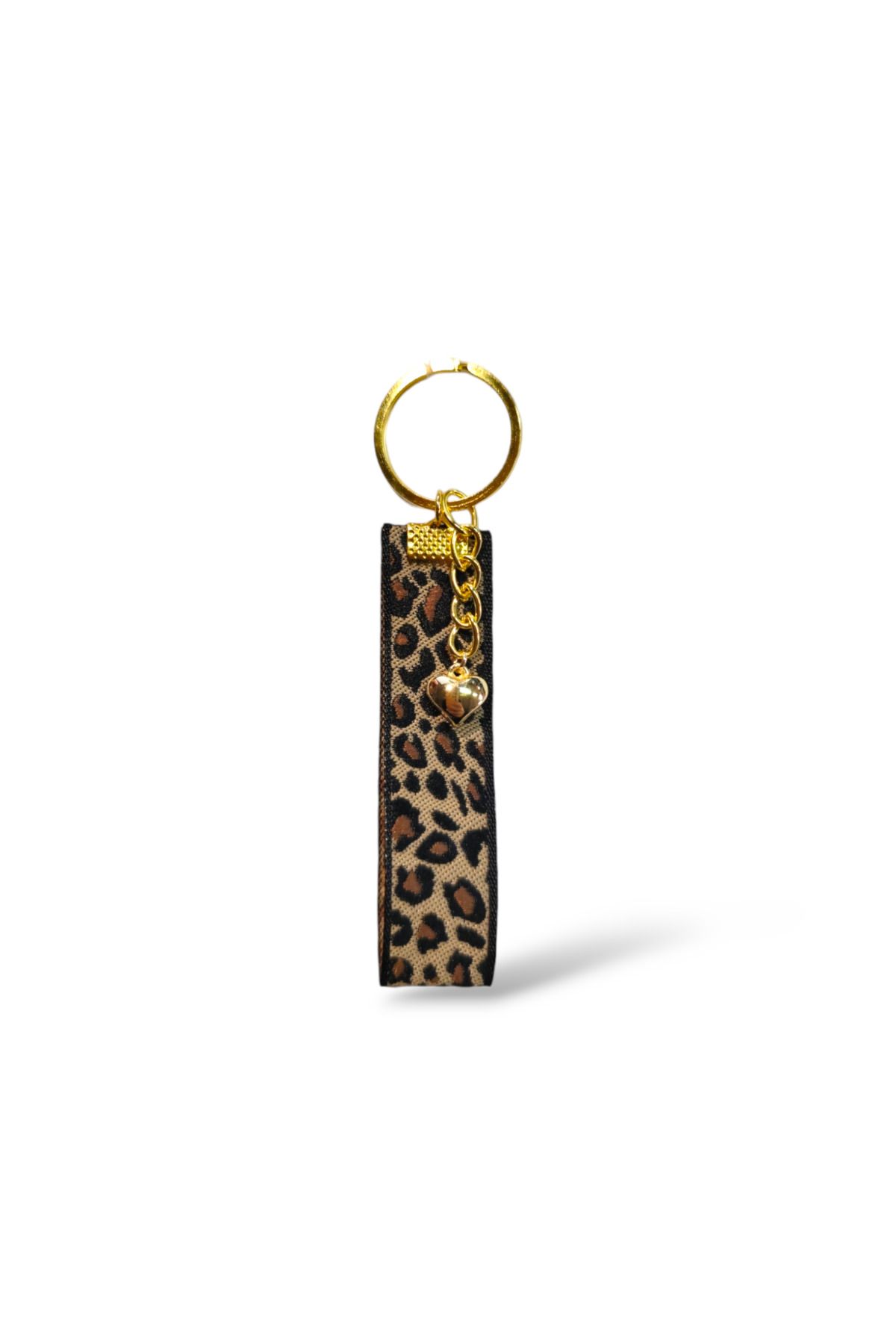 Esdem Accessories Leopar Desenli Kalp Charm Anahtarlık