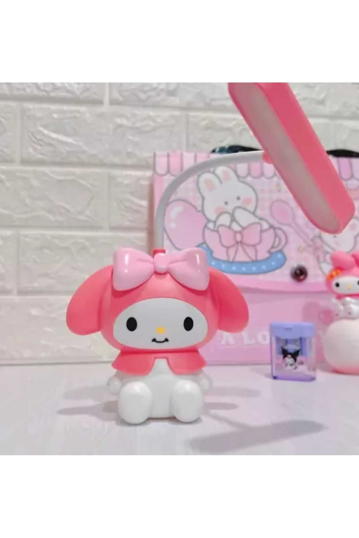 Menuzer Kuromi & My Melody & Sanrio Sevimli Şarjlı Esnek Oynar Başlıklı Masa & Gece Lambası Kalem Traşlı