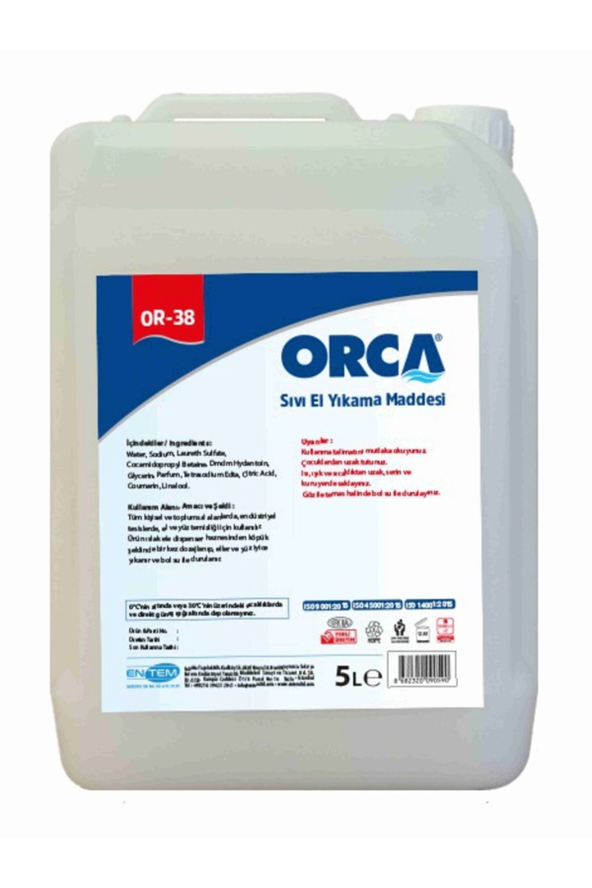 Orca El Yıkama Maddesi (Sıvı Sabun)5 Litre 4 Adet