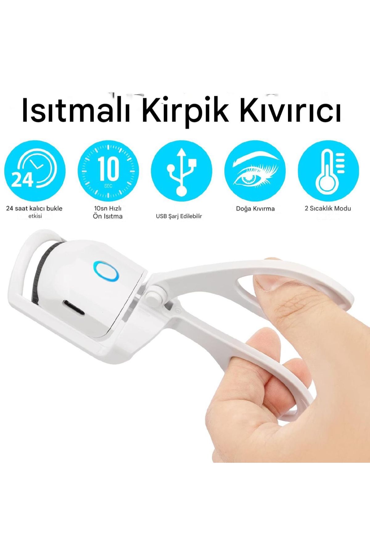 ESENLİWE Elektrikli Isıtmalı Kirpik Kıvırıcı Şarj Edilebilir 2 Isıtma Modu, Hızlı Doğal Uzun Süreli Kullanım