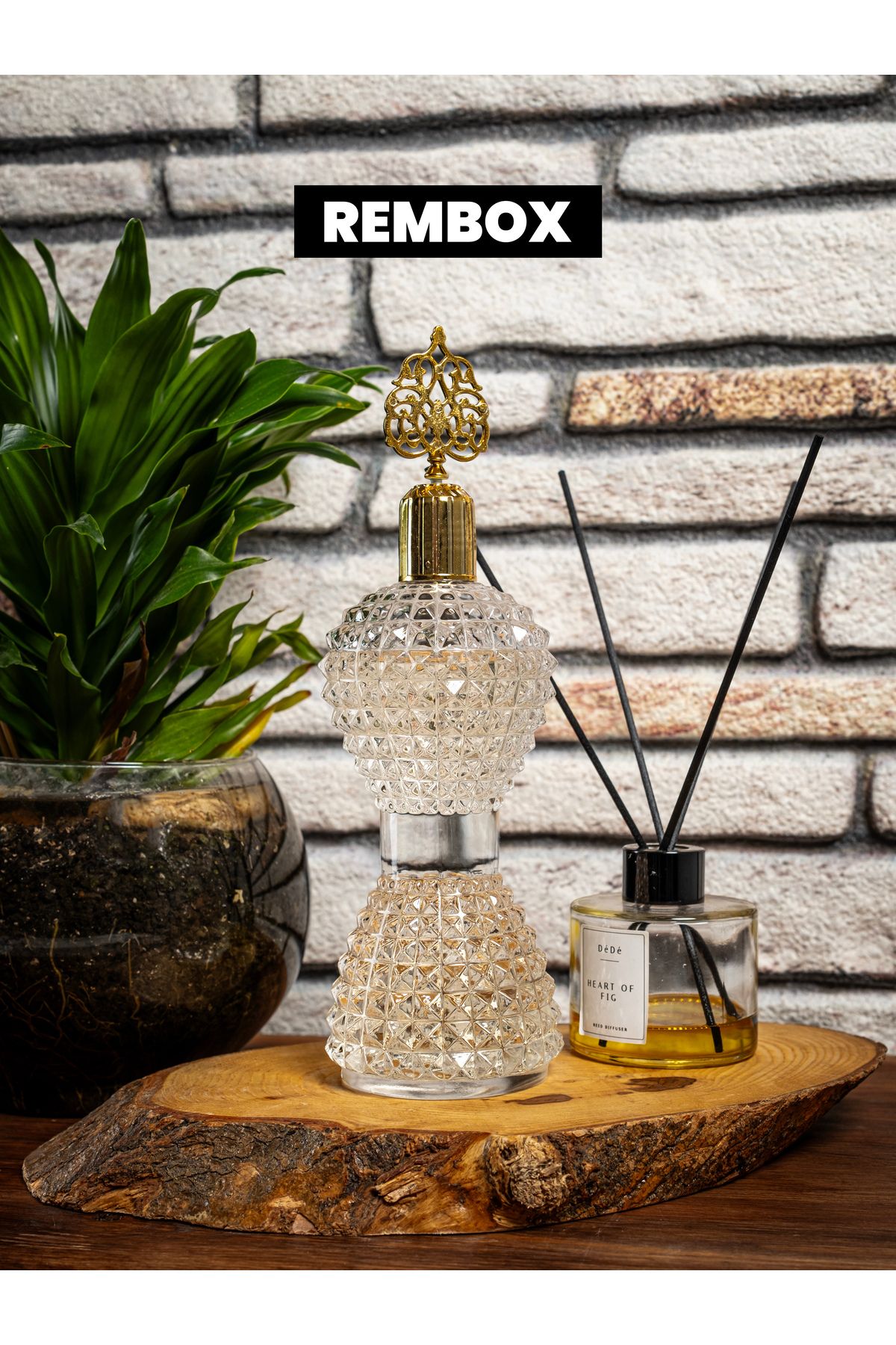 Rembox Gold Kapaklı Cam Kolonya Şişesi 200 ml Şık Kolonya Şişesi