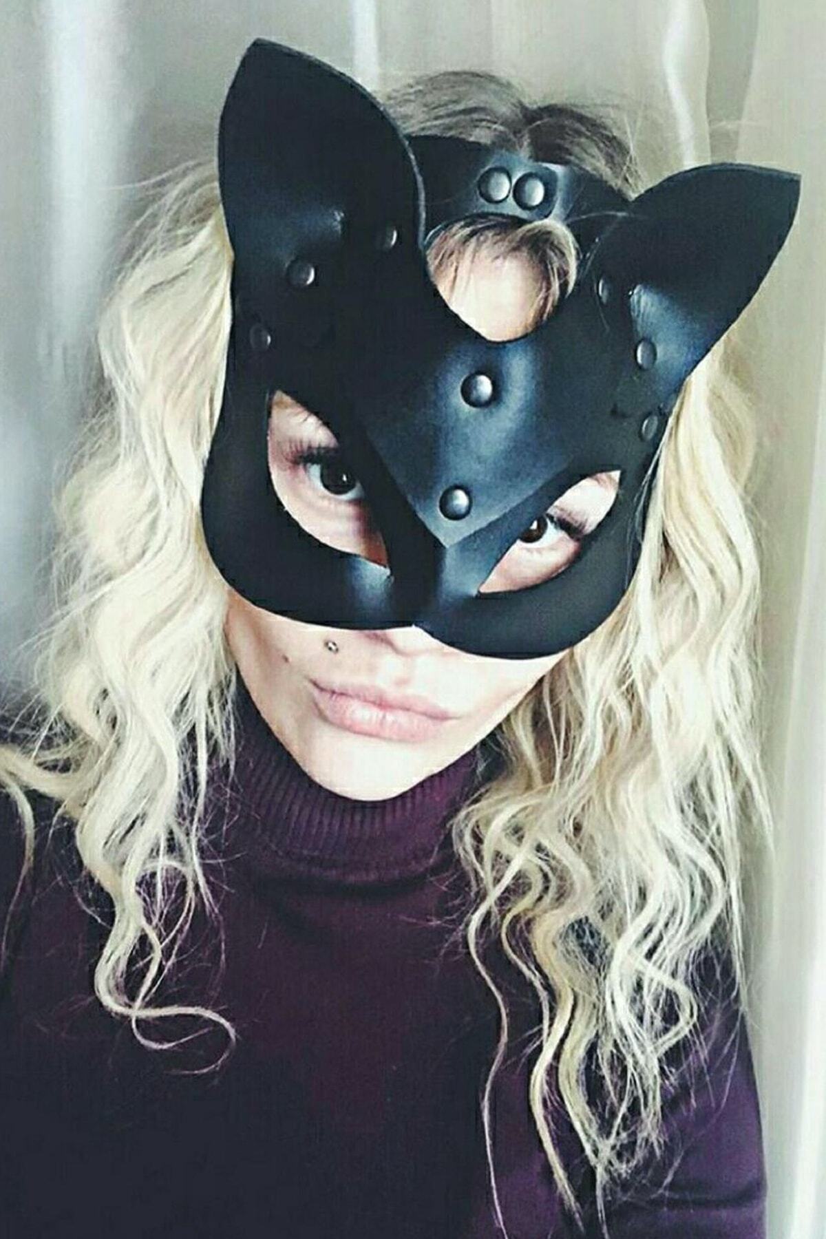 Byanes Kadın Siyah Seksi Kedi Maskesi