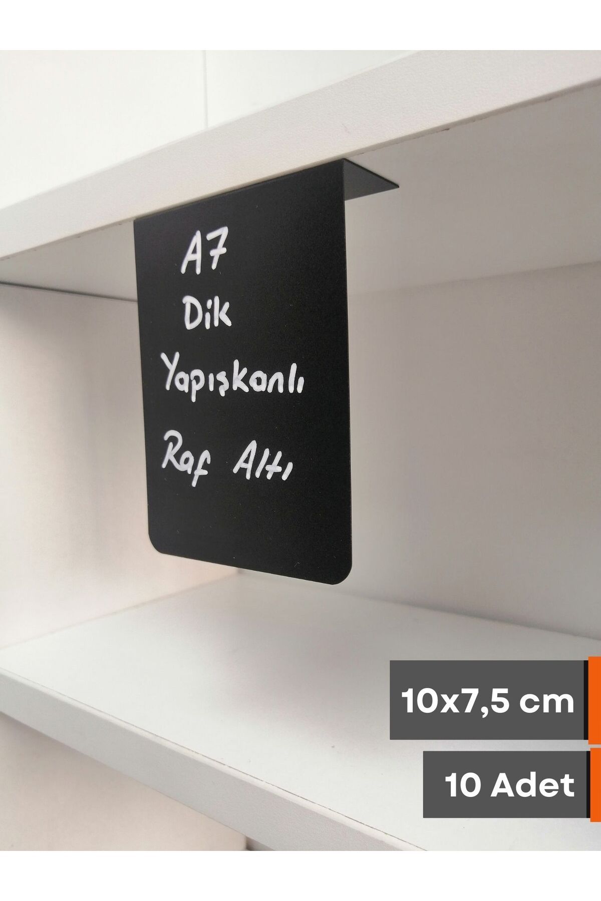 Şeffaf Etiket 10 Adet PVC Karatahta Siyah Ürün Etiket A7 10x7,5 cm Yapışkanlı Raf Etiketi Dik Yapışan isimlik