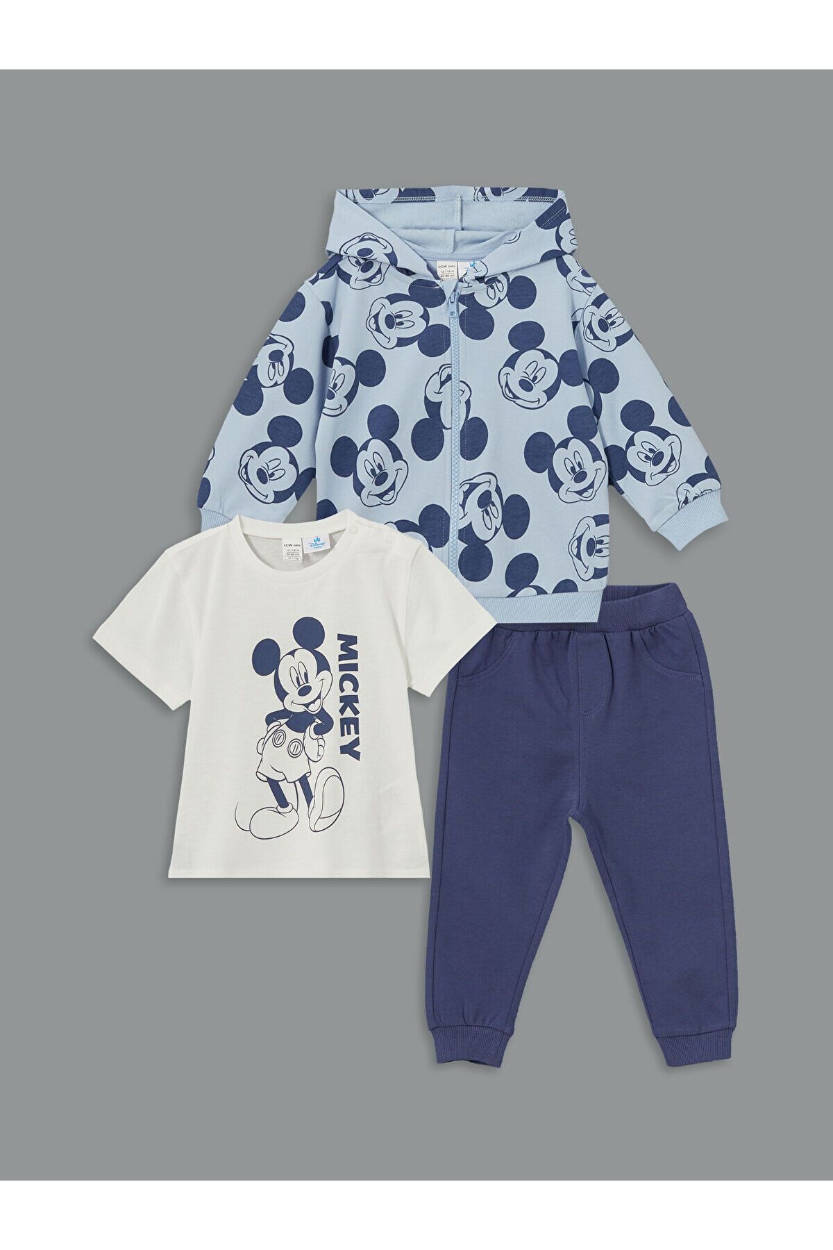 LC Waikiki Mickey Mouse Baskılı Erkek Bebek Takım 3'lü