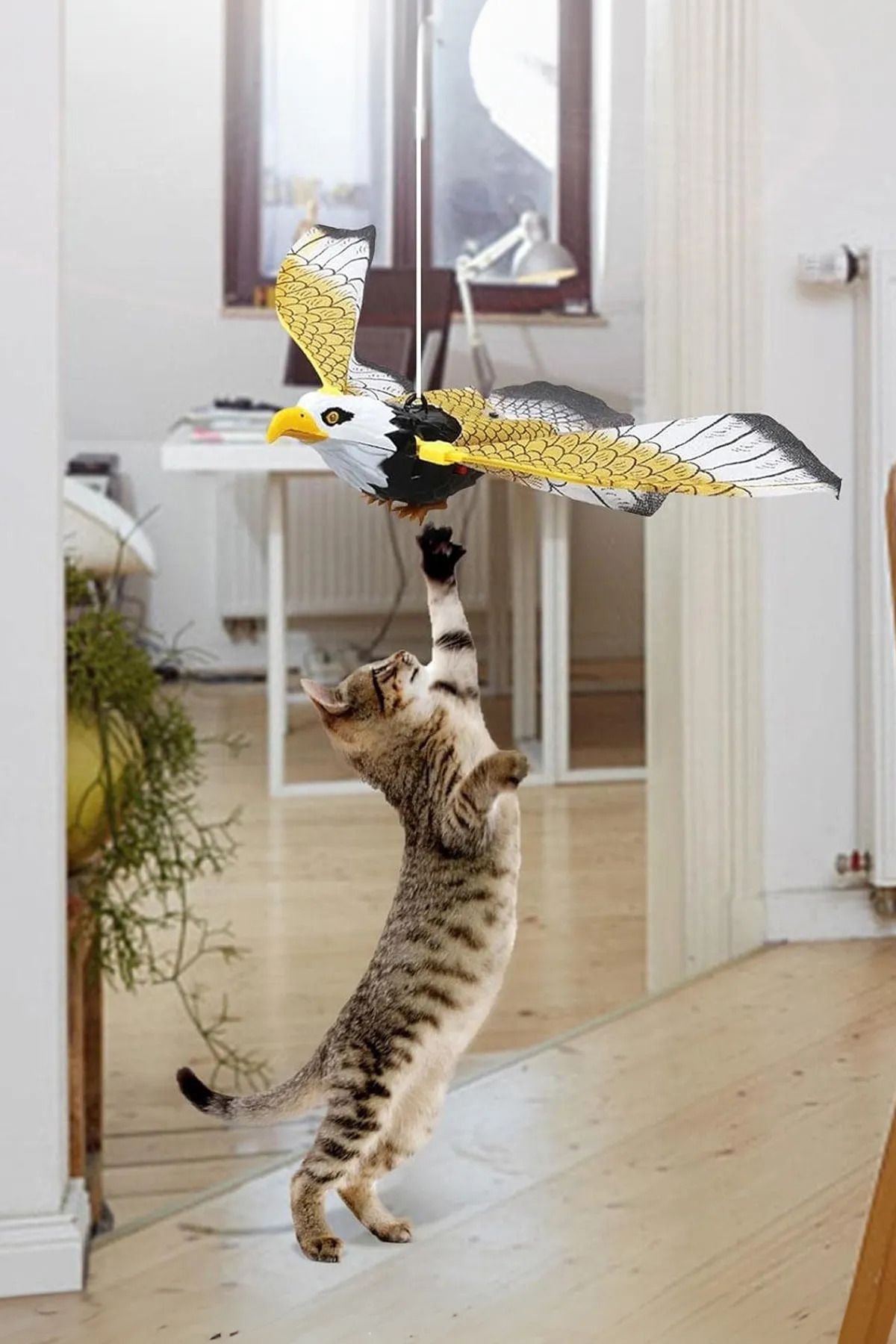 TİNEKE-Ceiling Hanging Cat Toy - Animated Eagle Bird 5