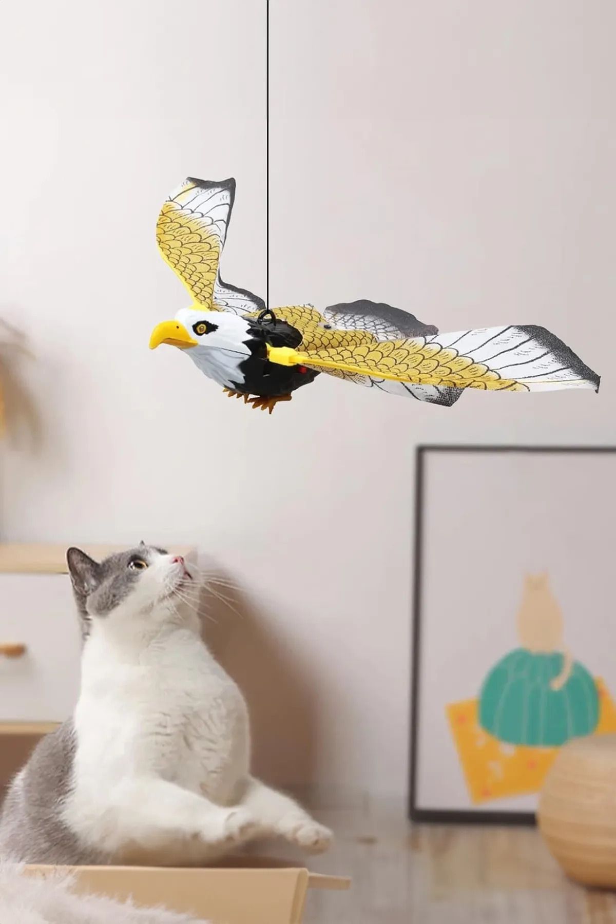 TİNEKE-Ceiling Hanging Cat Toy - Animated Eagle Bird 7