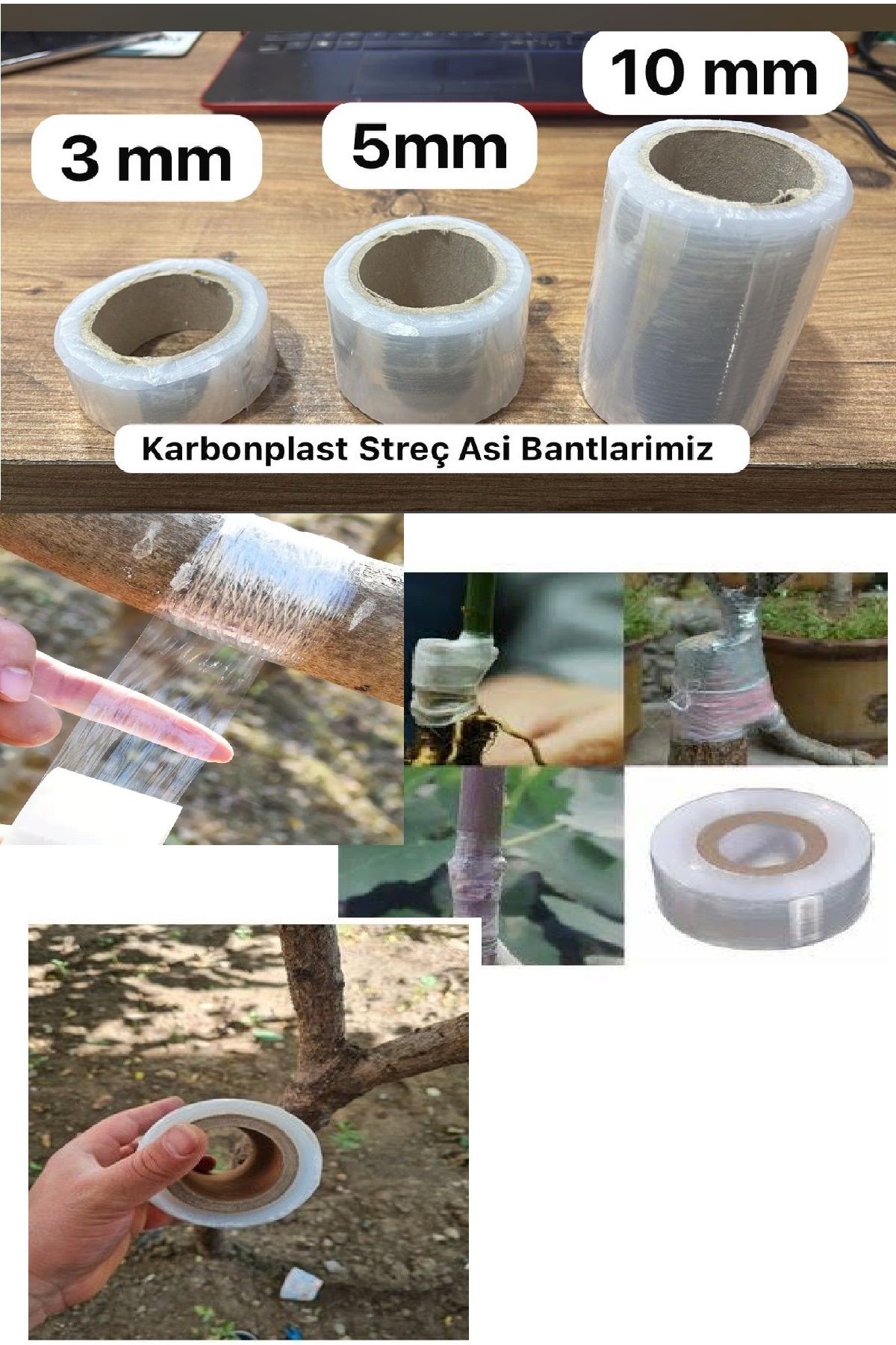 Karbon Plast STREÇ FİLM - STREÇ AŞI BANDI - 5 CM GENİŞLİĞİNDE  AŞI BANDI 3 ADET