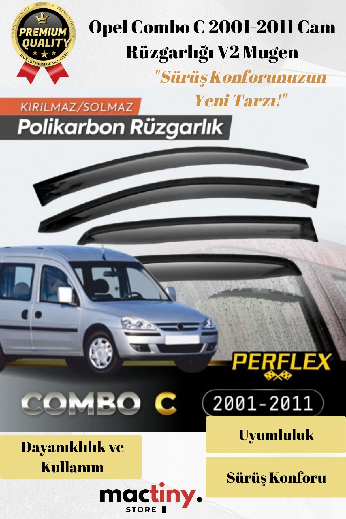 Mactiny Opel Combo C 2001-2011 Cam Rüzgarlığı V2 Mugen