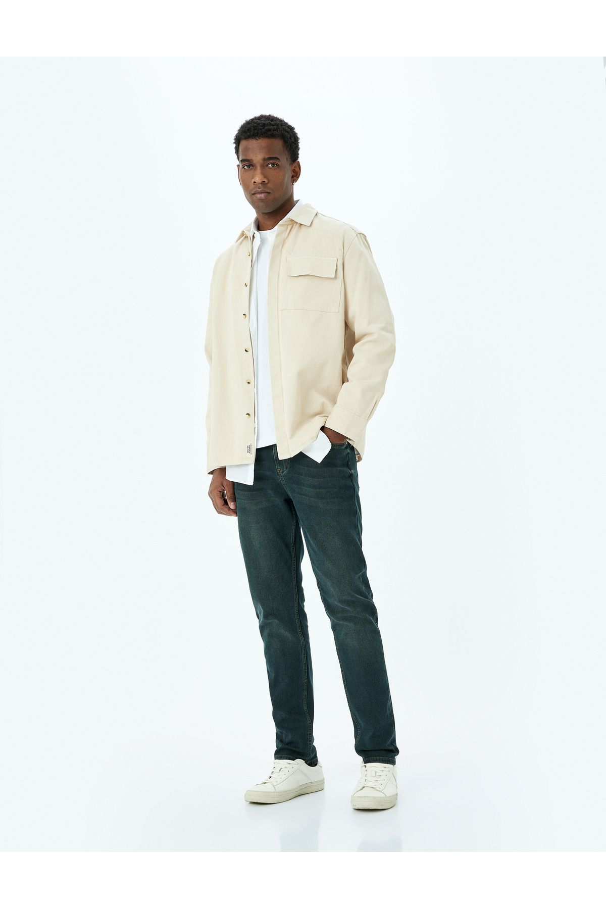 Koton Yeni Sezon Normal Bel Düğmeli Slim Fit Kot Pantolon - Mark Jean