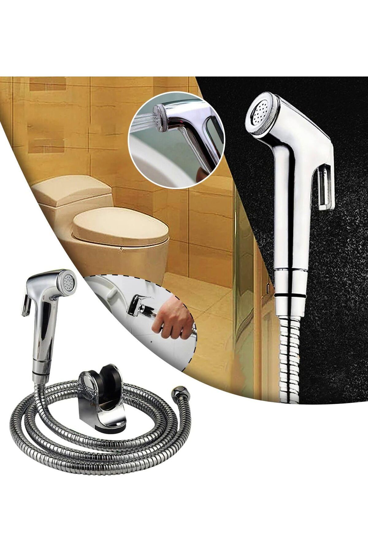 STOREMAX shpwave El Tipi Bide Püskürtücü Tuvalet Banyo Yaylı Hortum Duvar Braketi Seti, Closestool, Çö