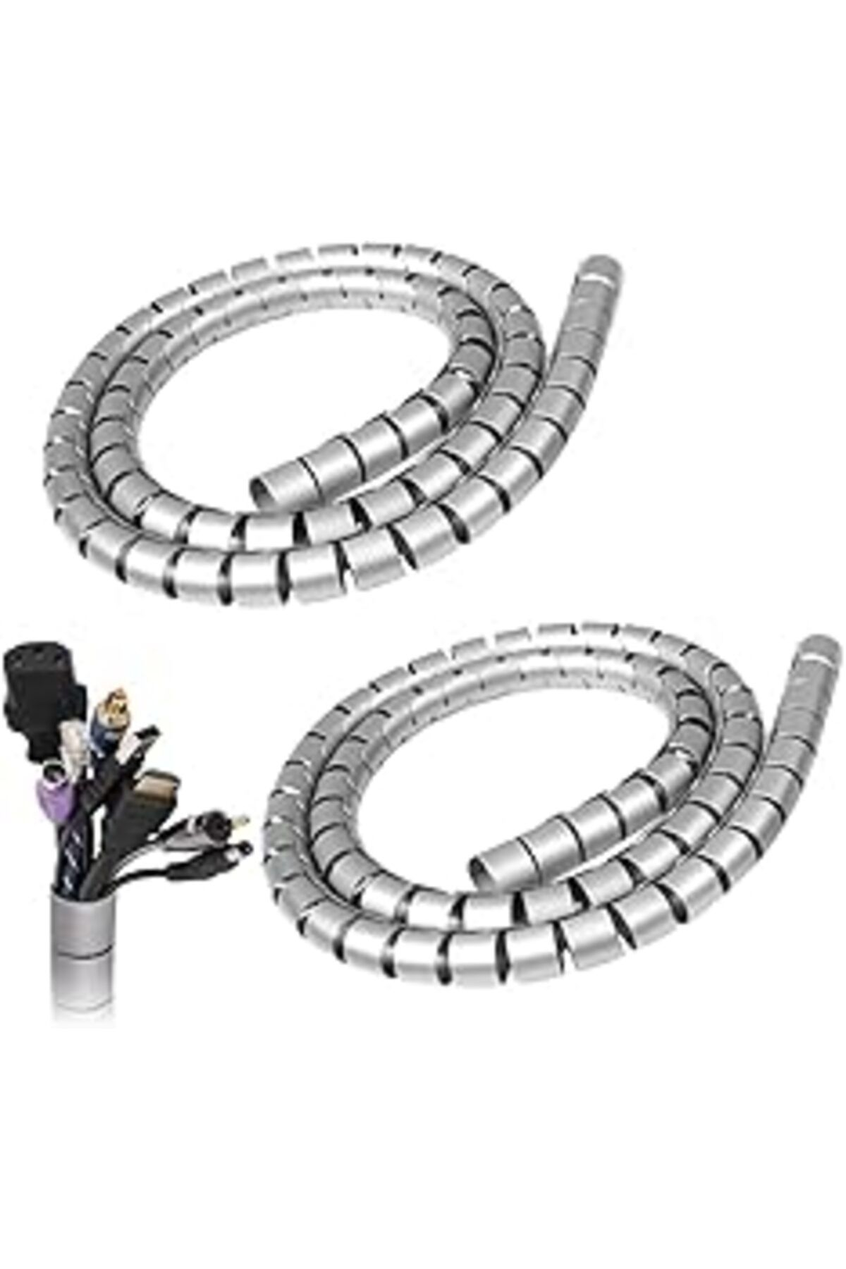 nerede bulurum Güncelçarşı Spiral Kablo Kanalı Kablo Fiş Düzenleyici Toplayıcı Tutucu Gri, 1 Mt X 20 Mm (2 Adet)